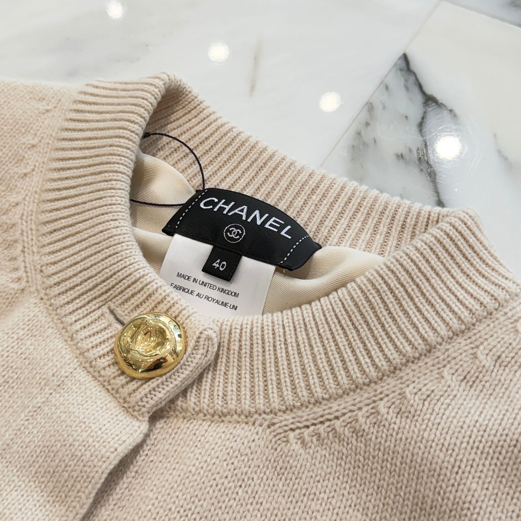 CHANEL 2026SS Coco Mark Button Cashmere Knit Cardigan P82365K11867 Size 40 シャネル ココマークボタン カシミア ニットカーディガン サイズ40
