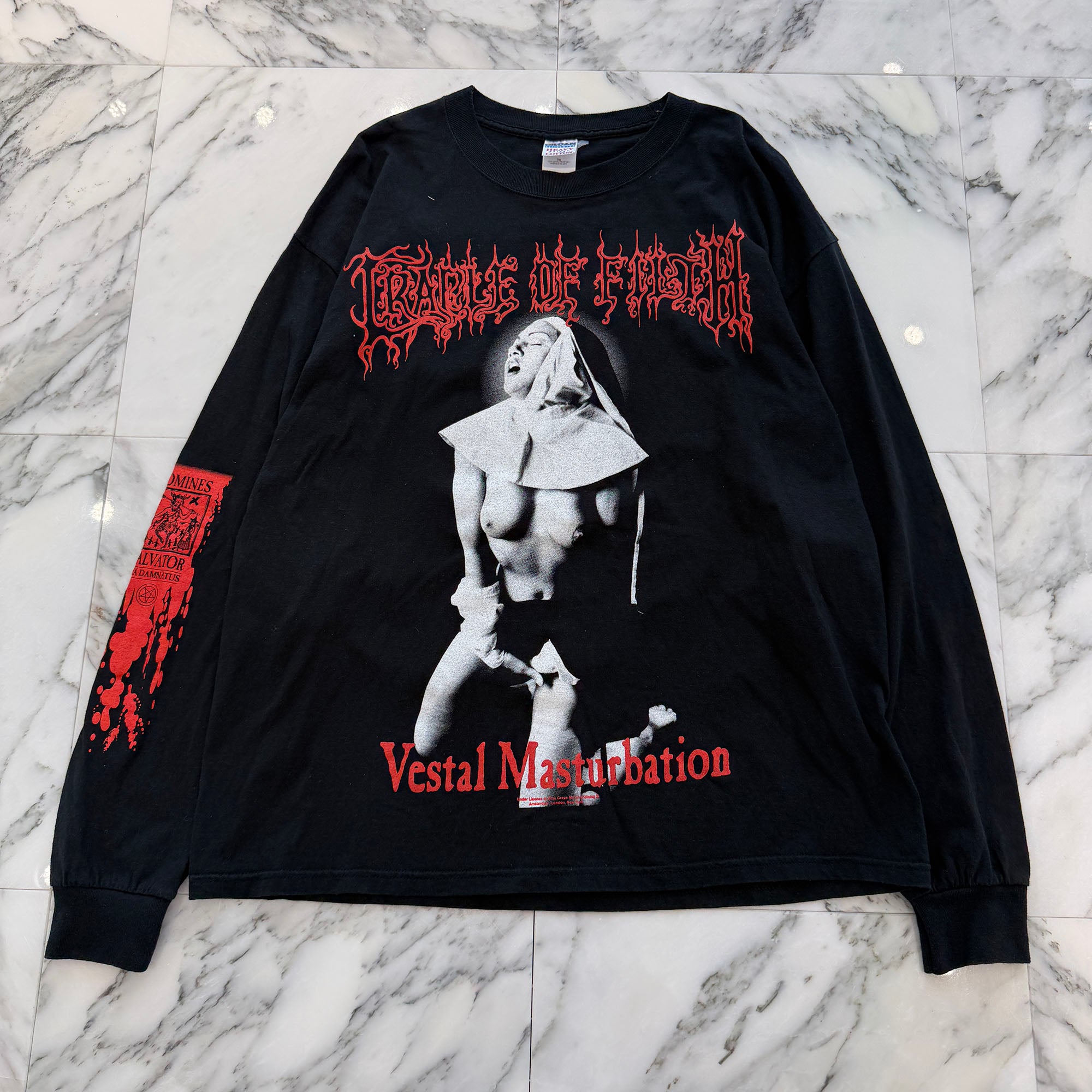 Vintage 90's Cradle Of Filth "VESTAL MASTURBATION" GILDAN L/S Tee Size XL ヴィンテージ 90's クレイドルオブフィルス "ベスタル・マスターベーション" ギルダン社製 ロングスリーブTシャツ サイズXL