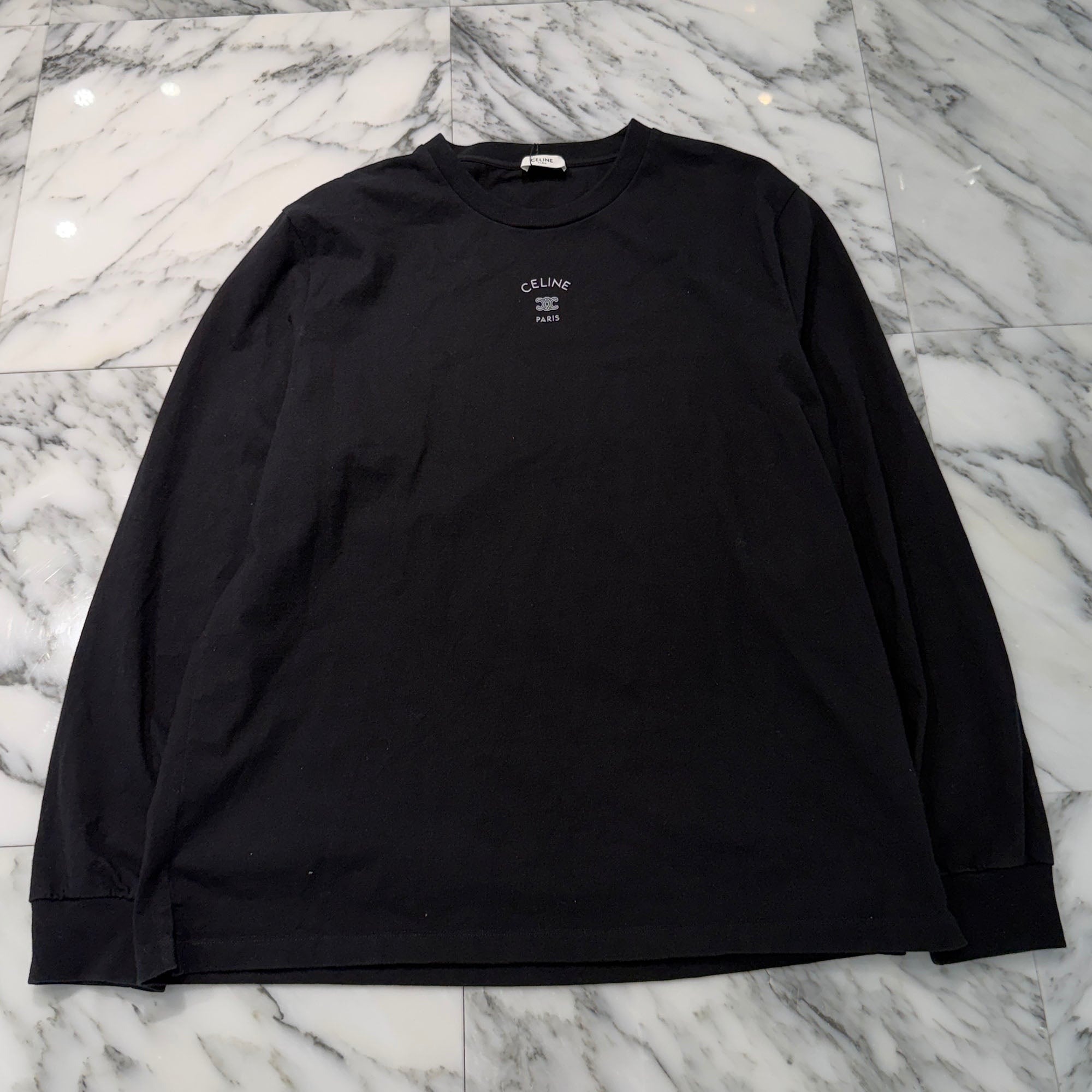 CELINE 2024SS Triomphe Logo Cotton Jersey Long Sleeve Tee RX0LE 1242 38AW Size L セリーヌ トリオンフ ロゴ コットンジャージー ロングスリーブ Tシャツ サイズL