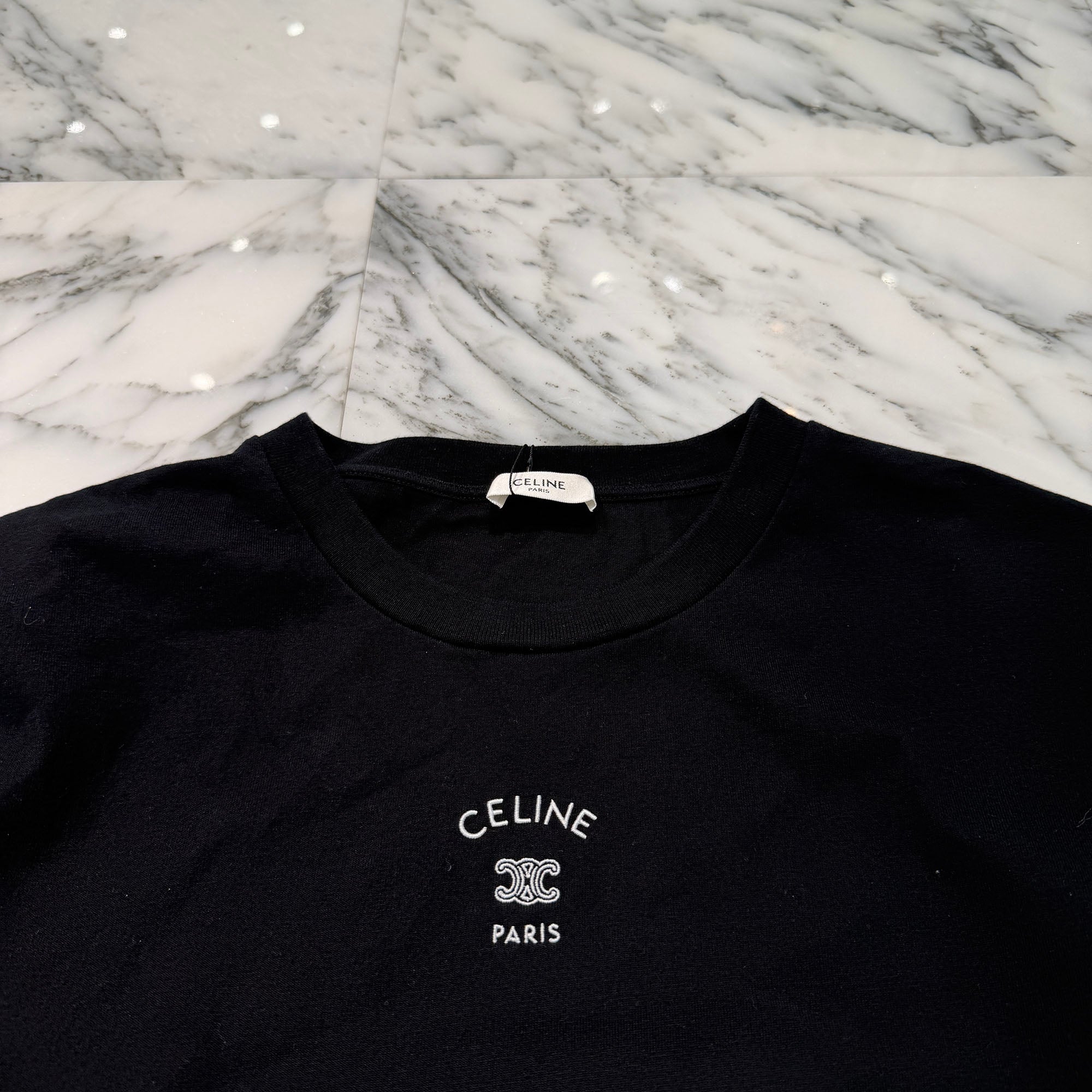 CELINE 2024SS Triomphe Logo Cotton Jersey Long Sleeve Tee RX0LE 1242 38AW Size L セリーヌ トリオンフ ロゴ コットンジャージー ロングスリーブ Tシャツ サイズL