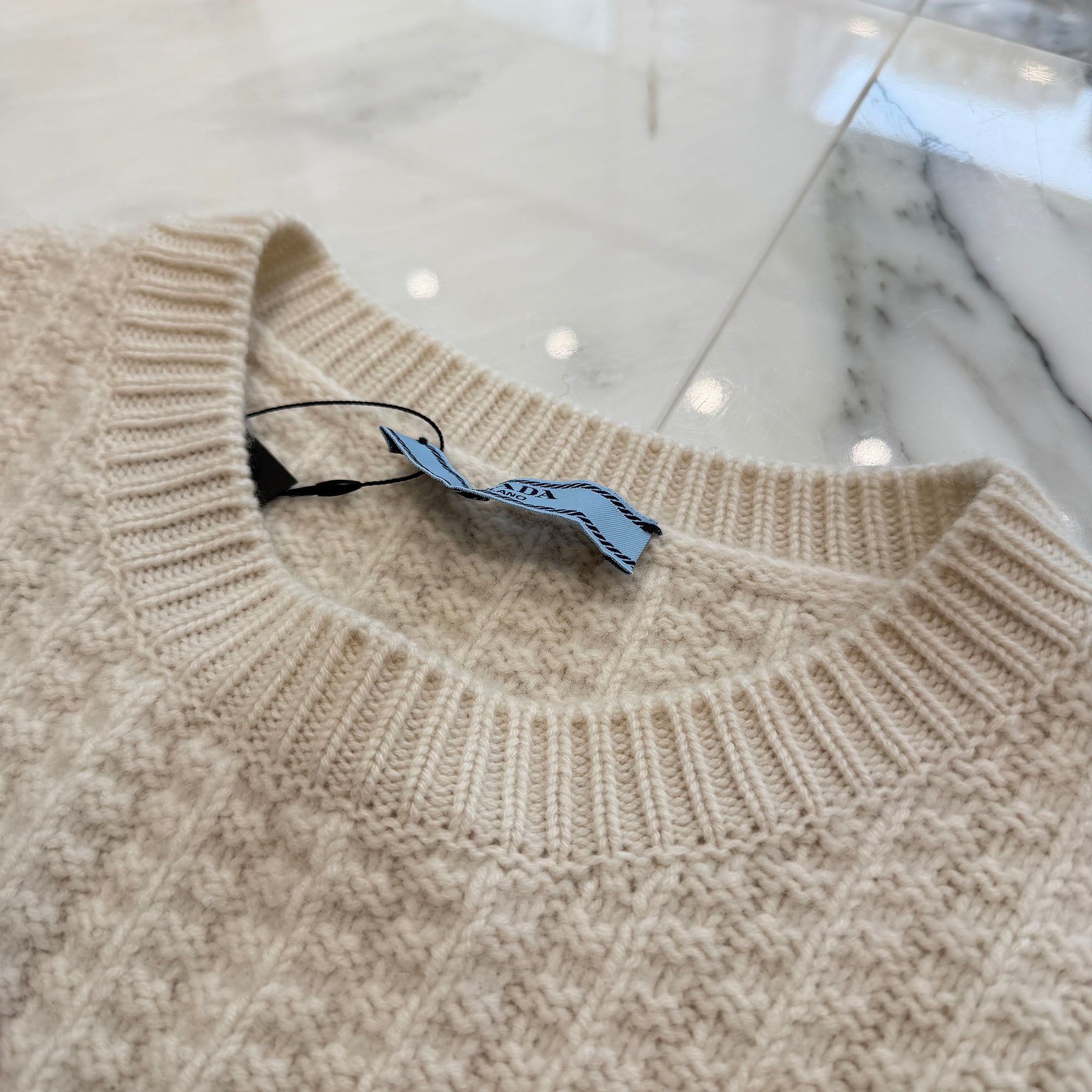 PRADA Front Logo Print Crew Neck Long Sleeved Knit Sweater P24M2L S212 10F0 Size 38 プラダ フロントロゴプリント クルーネック長袖ニットセーター サイズ38