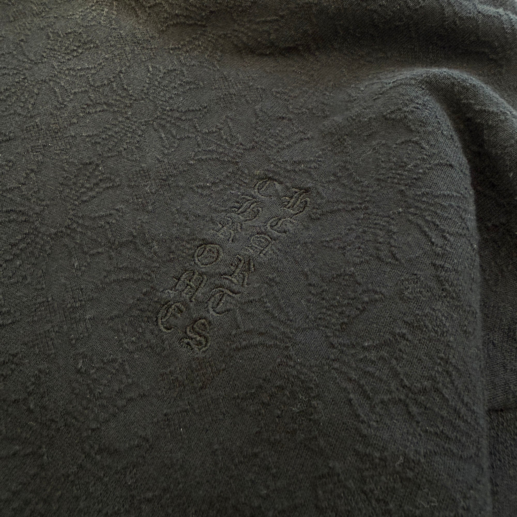 CHROME HEARTS Y NOT Tonal Monogram Cross Vertical Logo Pullover Hoodie Shirt Size S クロムハーツ ワイノット トーナルモノグラムクロス ヴァーティカルロゴ プルオーバーフーディ サイズS