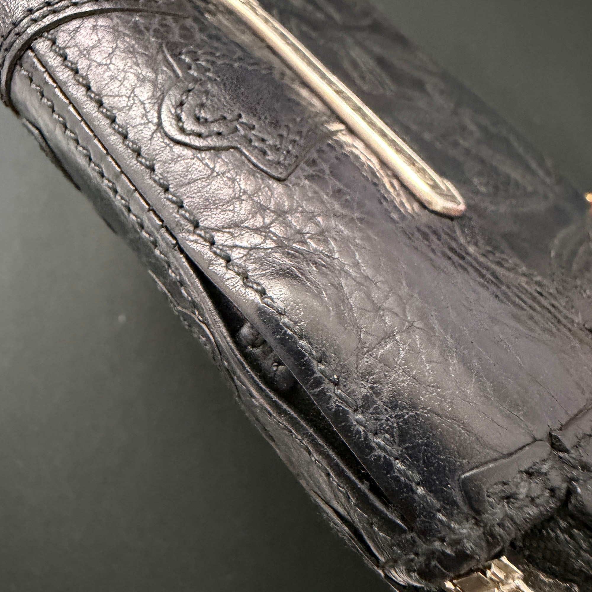 CHROME HEARTS BANK ROBBER Cemetery Cross Patch Round Zip Leather Compact Wallet クロムハーツ バンクローバー セメタリークロスパッチ ラウンドジップレザーコンパクトウォレット