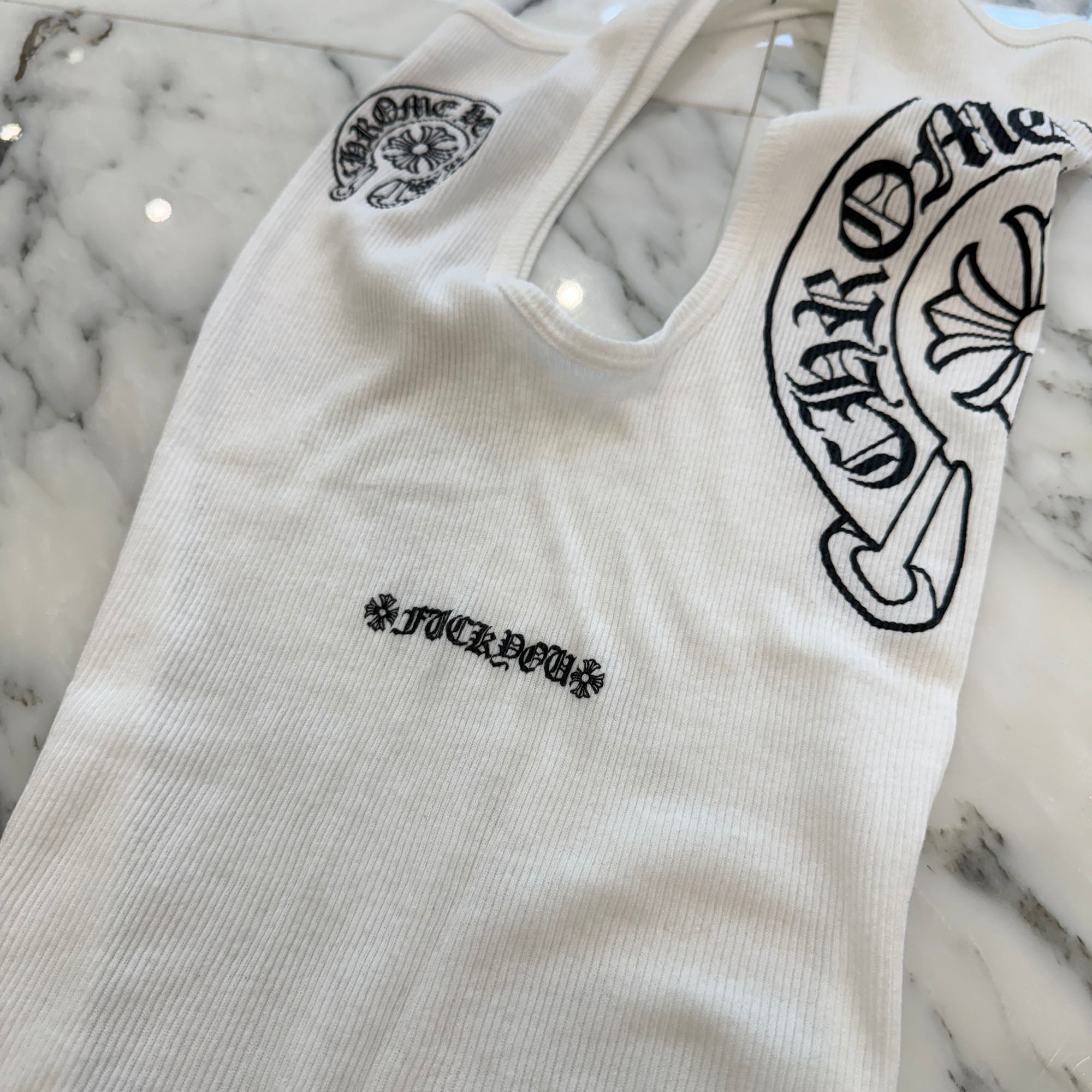 CHROME HEARTS Back Horseshoe Fuck you Print Tank Top Size M クロムハーツ バックホースシュー ファックユー プリント タンクトップ サイズM