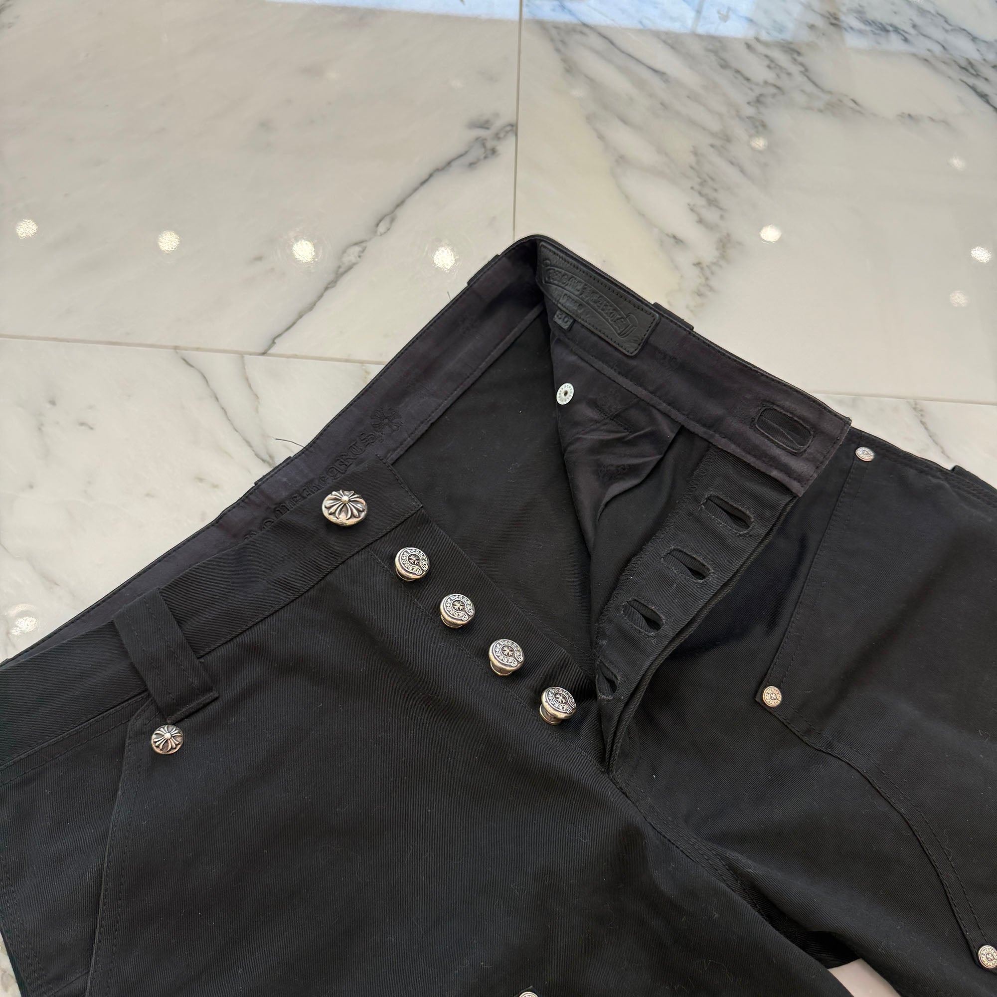CHROME HEARTS Carpenter Cross Ball Button Denim Shorts Size 30 クロムハーツ カーペンター クロスボールボタン デニムショーツ サイズ30