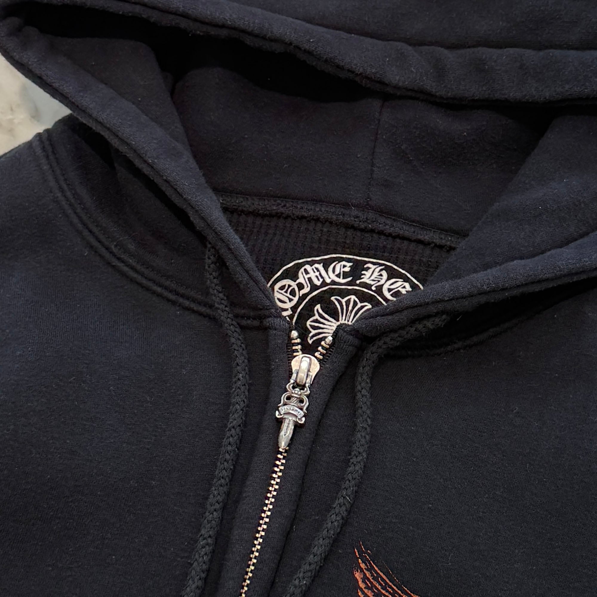 CHROME HEARTS FOTI Mahalia Sleeve JARVIS Print Thermal Zip Up Hoodie Size S クロムハーツ フォティ マハリア 袖JARVISプリント サーマル ジップアップ フーディ サイズS