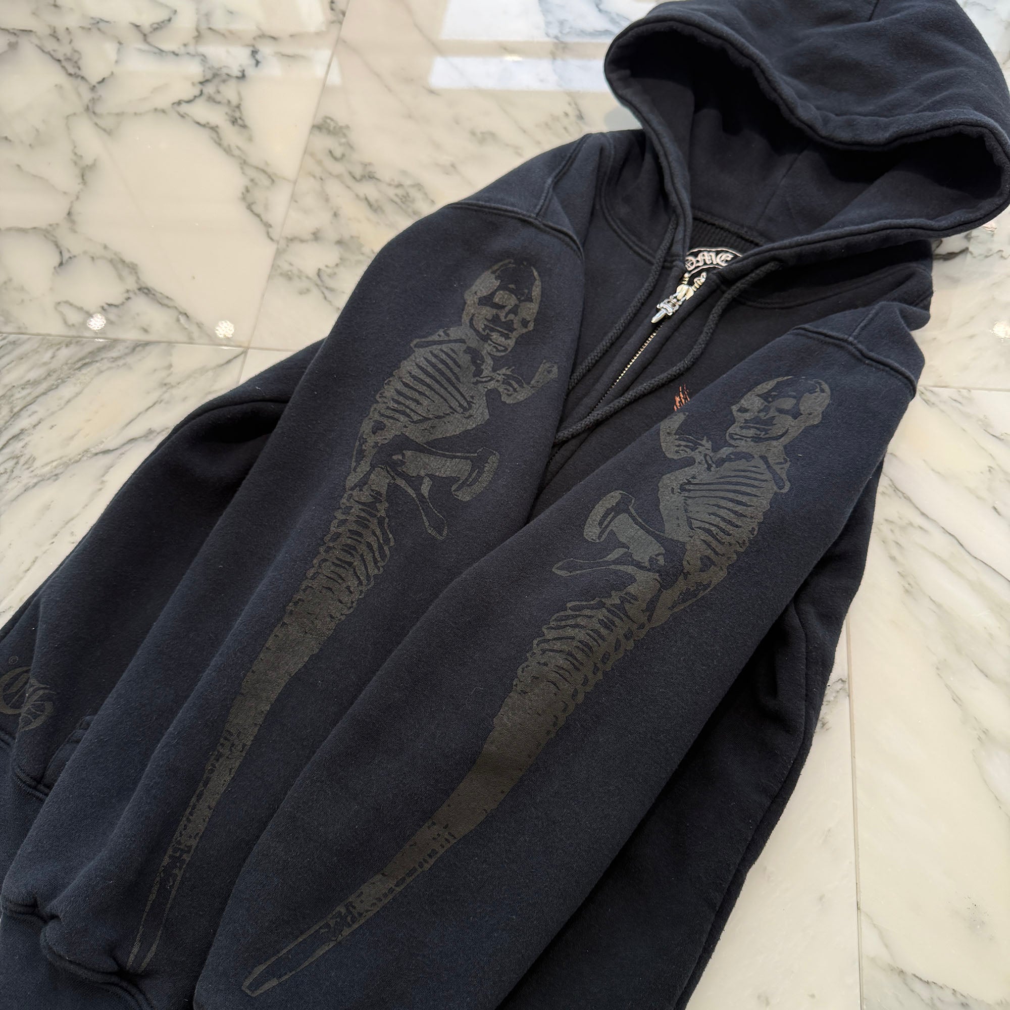 CHROME HEARTS FOTI Mahalia Sleeve JARVIS Print Thermal Zip Up Hoodie Size S クロムハーツ フォティ マハリア 袖JARVISプリント サーマル ジップアップ フーディ サイズS