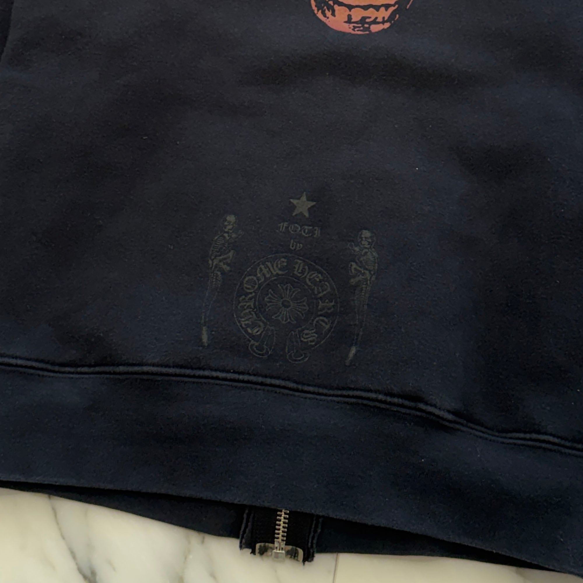 CHROME HEARTS FOTI Mahalia Sleeve JARVIS Print Thermal Zip Up Hoodie Size S クロムハーツ フォティ マハリア 袖JARVISプリント サーマル ジップアップ フーディ サイズS