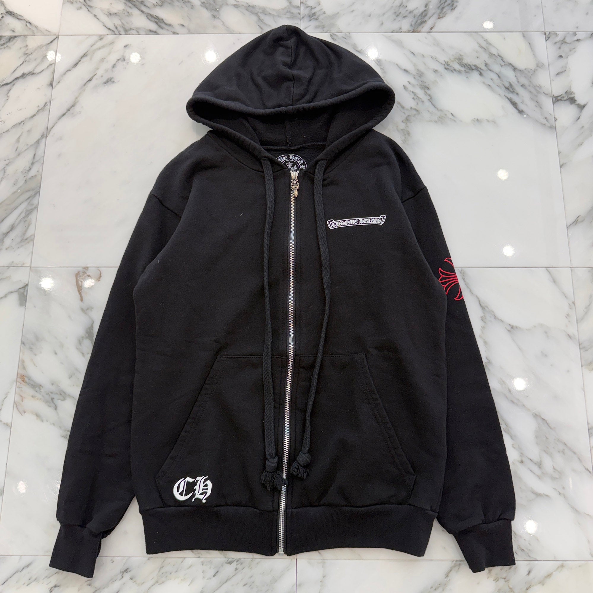CHROME HEARTS Back Scroll Logo CH Plus Zip Up Hoodie Size M クロムハーツ バックスクロールロゴ CHプラス ジップアップフーディ サイズM