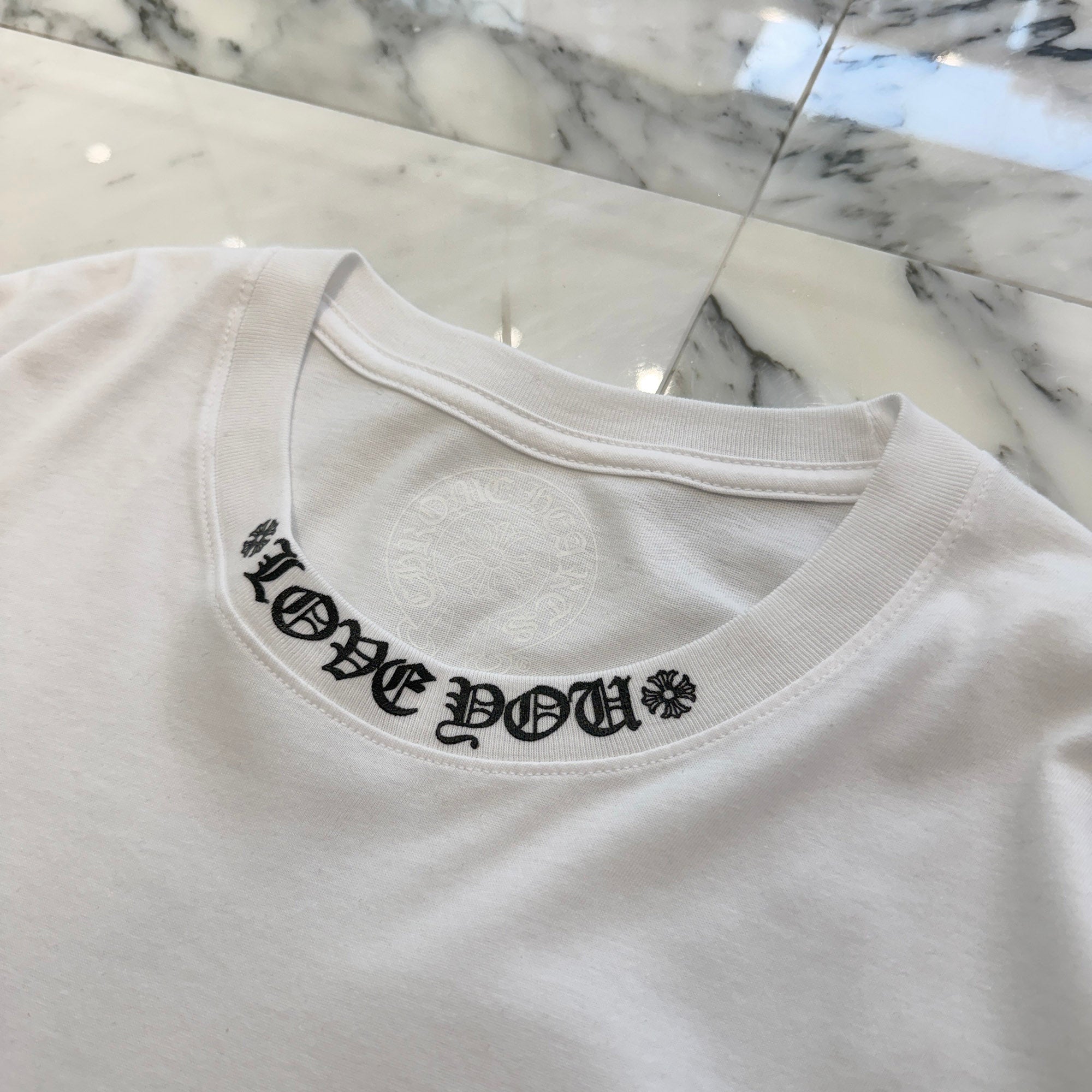 CHROME HEARTS "LOVE YOU" Neck Logo Tee Size L クロムハーツ ラブユー ネックロゴ Tシャツ サイズL