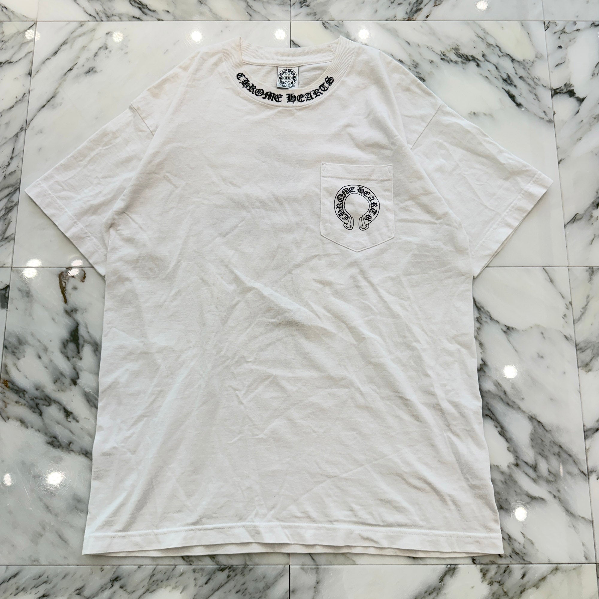 CHROME HEARTS Back Floral Cross Neck Logo Tee Size L クロムハーツ バックフローラルクロス ネックロゴTシャツ サイズL