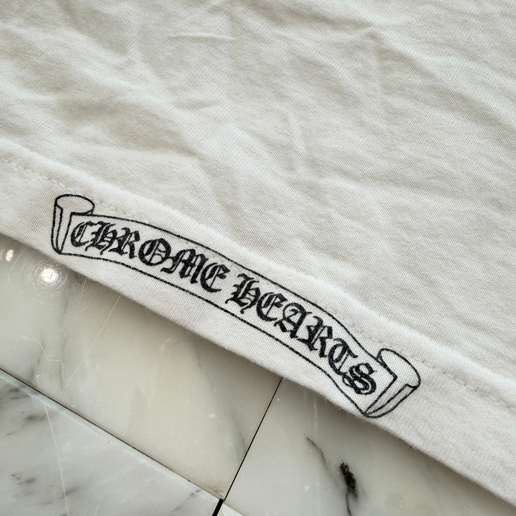 CHROME HEARTS Back Floral Cross Neck Logo Tee Size L クロムハーツ バックフローラルクロス ネックロゴTシャツ サイズL