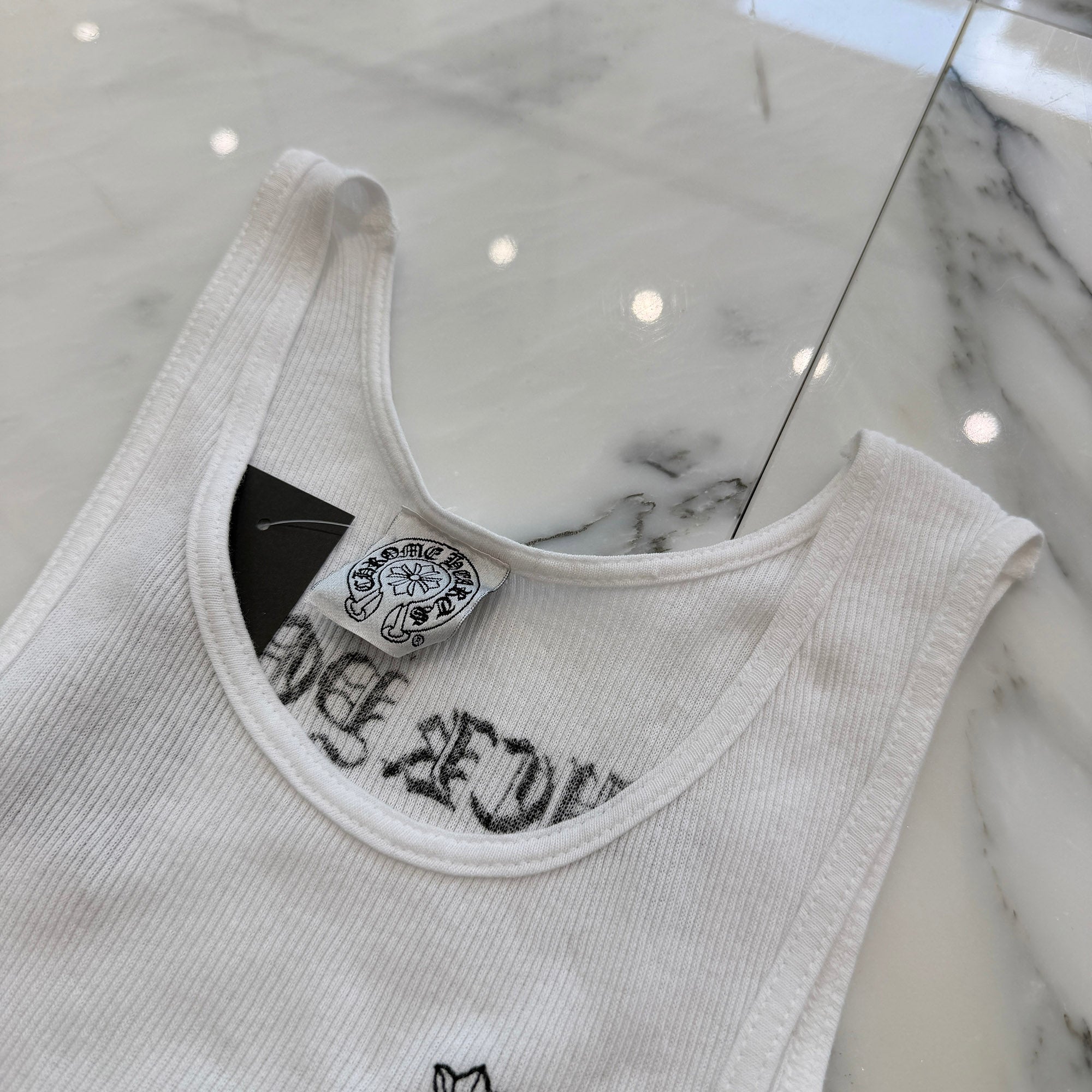 トップス 美品✨クロムハーツ　タンクトップ　ロングホースシュー　M CHROME ホースシュープリント Horseshoe HEARTS（クロムハーツ） トップス