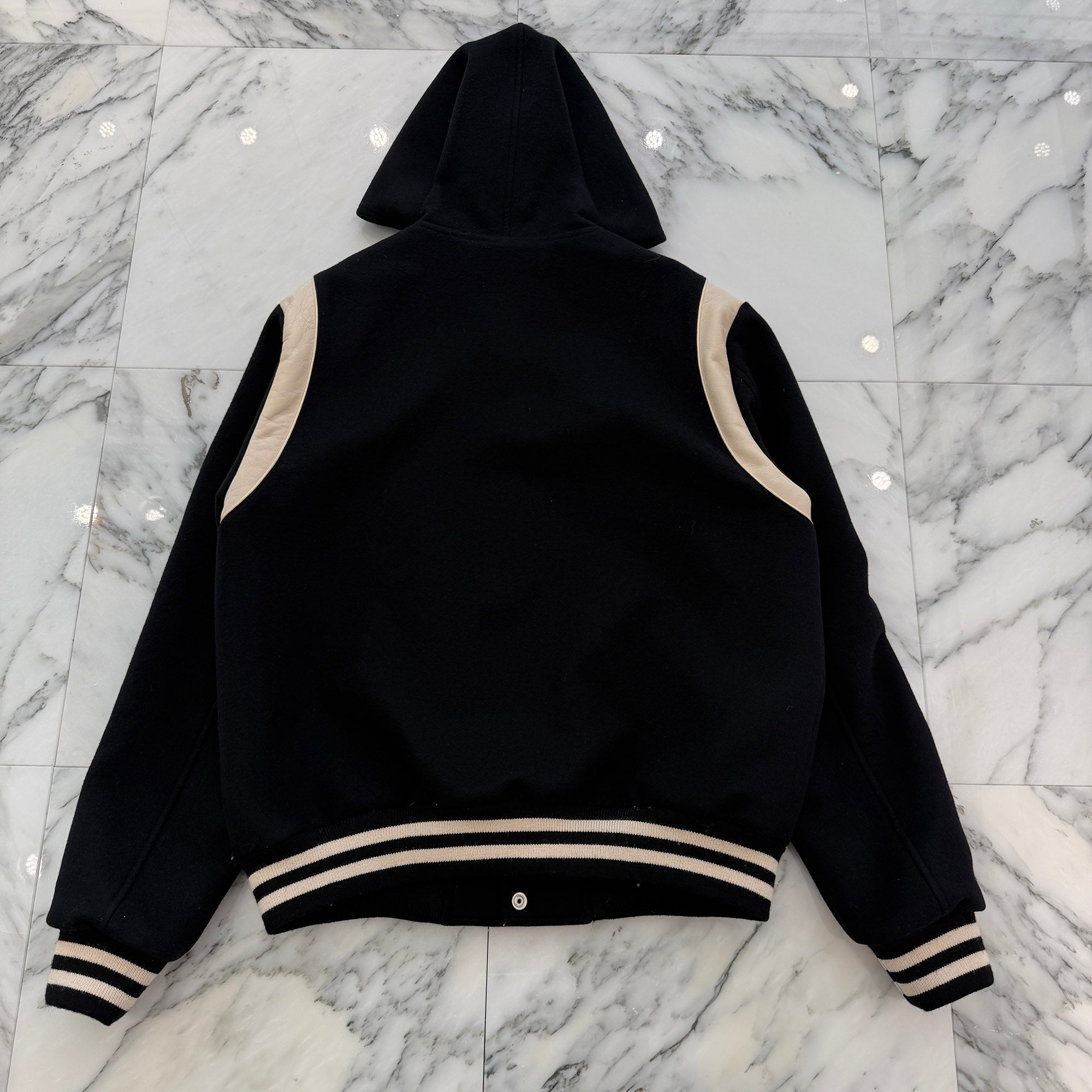 CELINE 2024SS Hooded Teddy Versity Bomber Jacket 2V98M110R.38NO Size 48 セリーヌ フーデット テディ バーシティ ボンバージャケット サイズ48