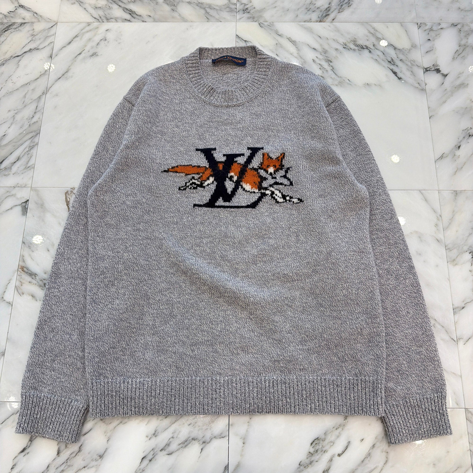 LOUIS VUITTON 2026SS Chunky Wool Cashmere Front Fox Knit Sweater HUN21W Size L ルイヴィトン チャンキー ウール カシミヤ フロントフォックス ニットセーター サイズL