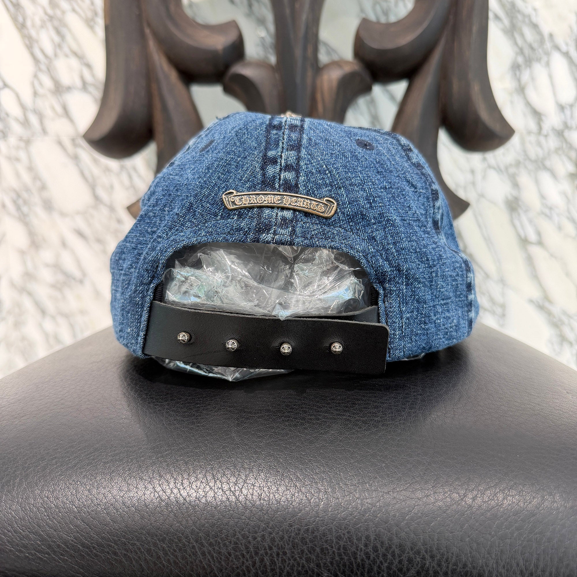 CHROME HEARTS 2024SS Vine Dagger Embroidery Denim Trucker Cap Size ONE SIZE (53-60) クロムハーツ ヴァインダガー 刺繍 デニム トラッカーキャップ サイズONE SIZE (53-60)