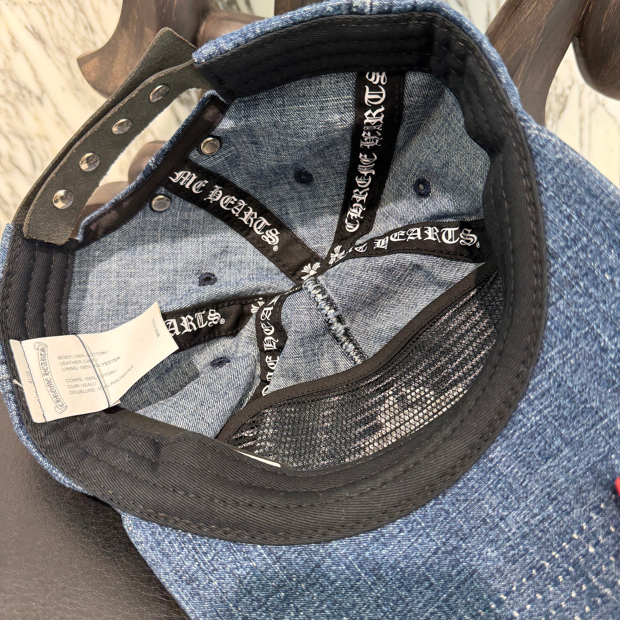 CHROME HEARTS 2024SS Vine Dagger Embroidery Denim Trucker Cap Size ONE SIZE (53-60) クロムハーツ ヴァインダガー 刺繍 デニム トラッカーキャップ サイズONE SIZE (53-60)