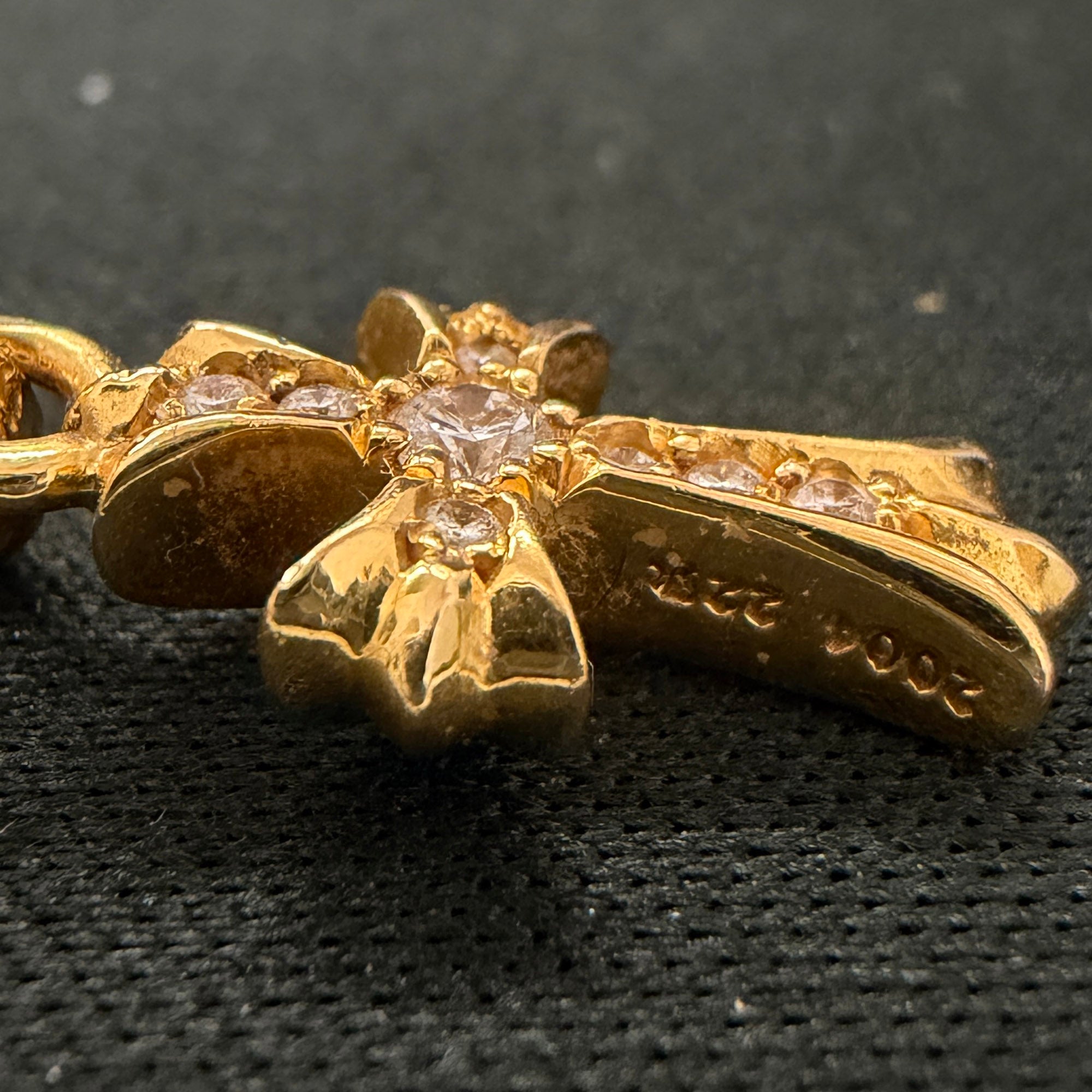 CHROME HEARTS 22K BABY FAT CROSS Earring Pave Diamond クロムハーツ 22K ベイビーファットクロス ピアス パヴェダイヤモンド