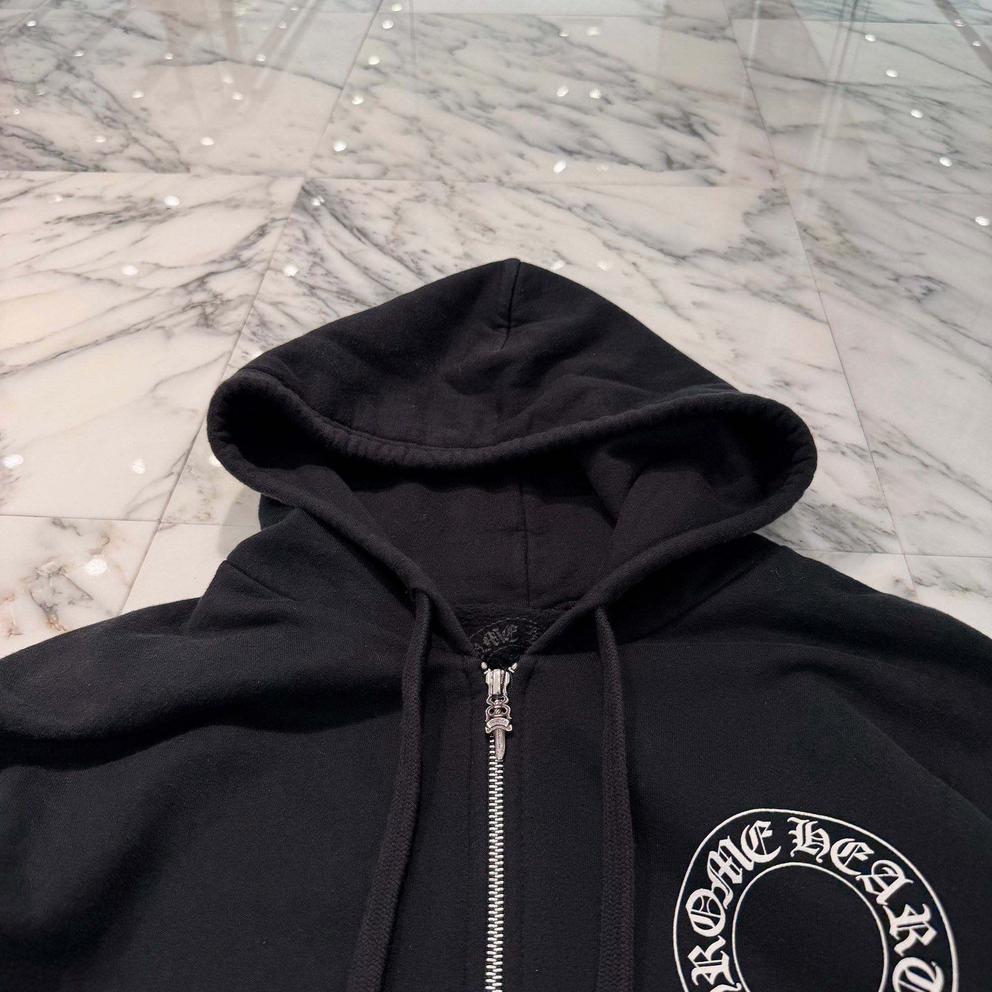 CHROME HEARTS Floral Cross Horseshoe Zip Up Hoodie Size S クロムハーツ フローラルクロス ホースシュー ジップアップフーディ サイズS
