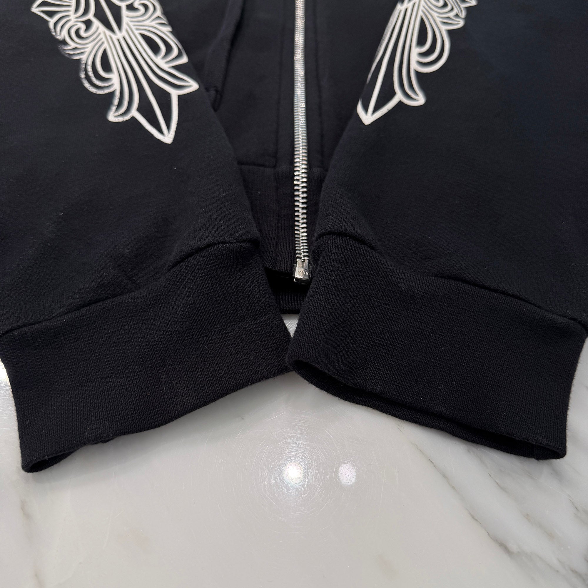 CHROME HEARTS Floral Cross Horseshoe Zip Up Hoodie Size S クロムハーツ フローラルクロス ホースシュー ジップアップフーディ サイズS
