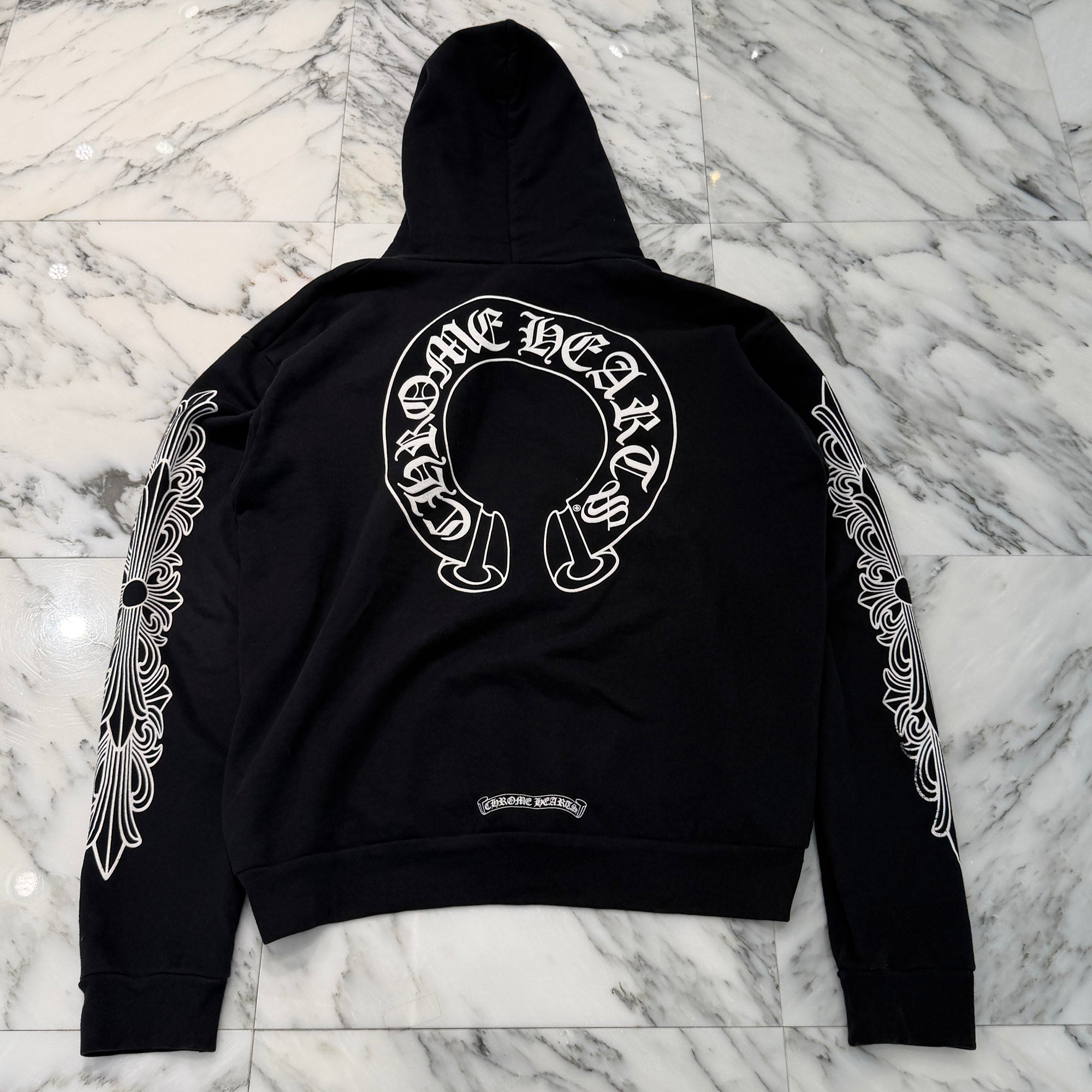 CHROME HEARTS Floral Cross Horseshoe Zip Up Hoodie Size S クロムハーツ フローラルクロス ホースシュー ジップアップフーディ サイズS