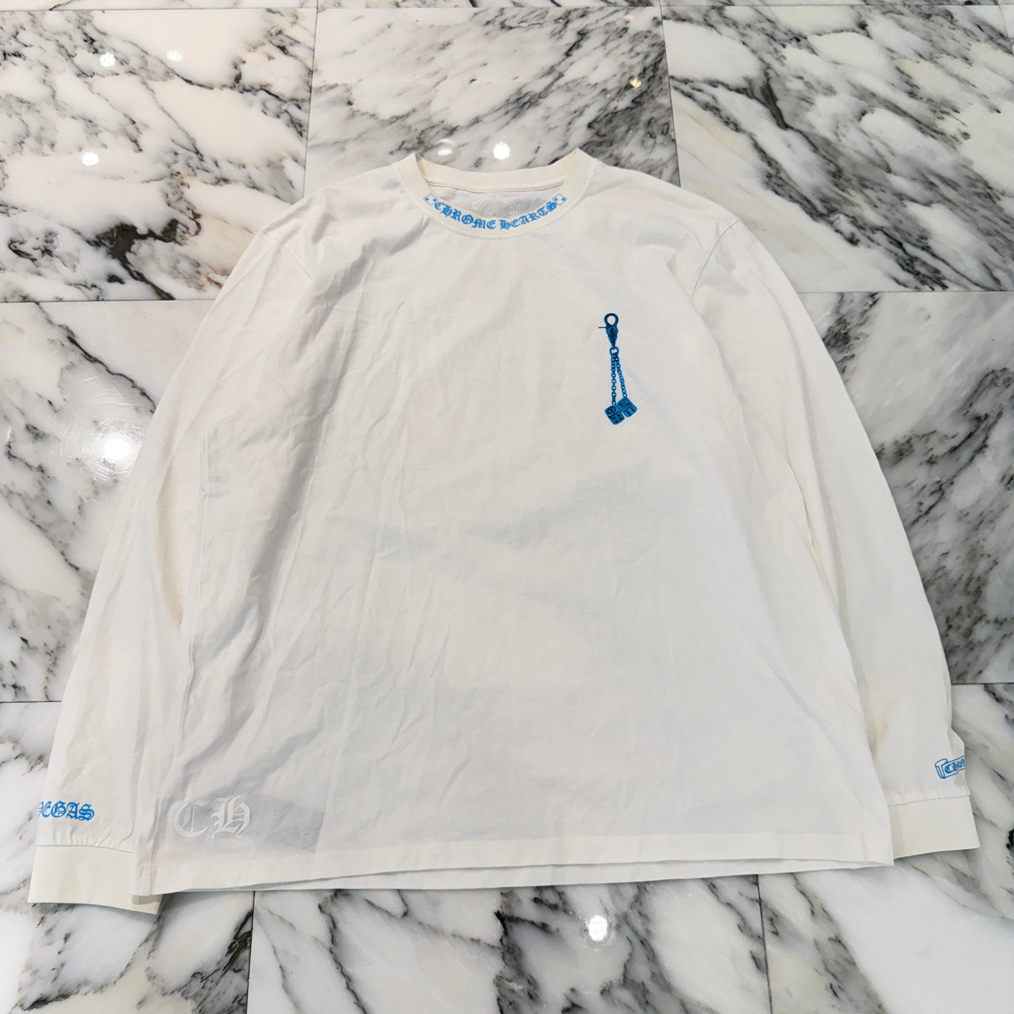 CHROME HEARTS Las Vegas Limited Neck Logo Dice Print Long Sleeve Tee Size XL クロムハーツ ラスベガス限定 ネックロゴ ダイス プリント ロングスリーブ Tシャツ サイズXL