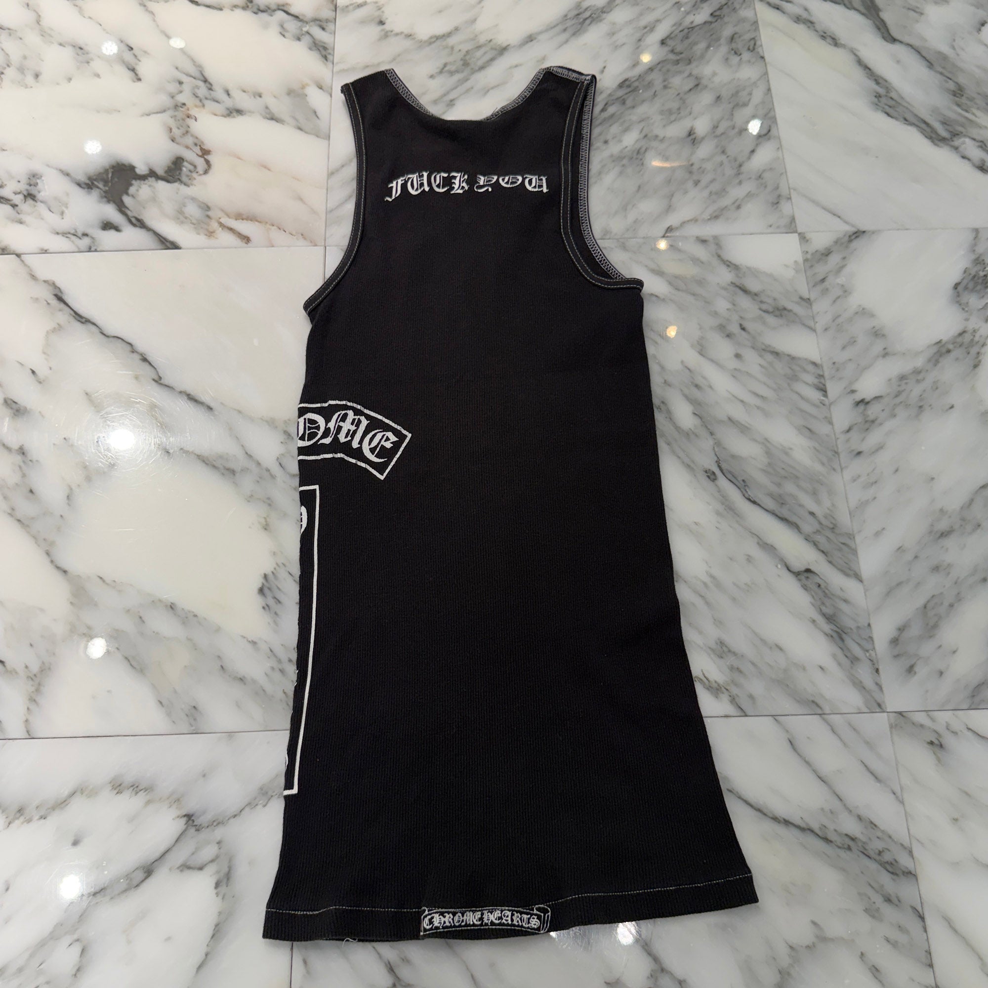 CHROME HEARTS Vertical Side Logo Cross Print Tank Top クロムハーツ ヴァーティカル サイドロゴ クロスプリント タンクトップ