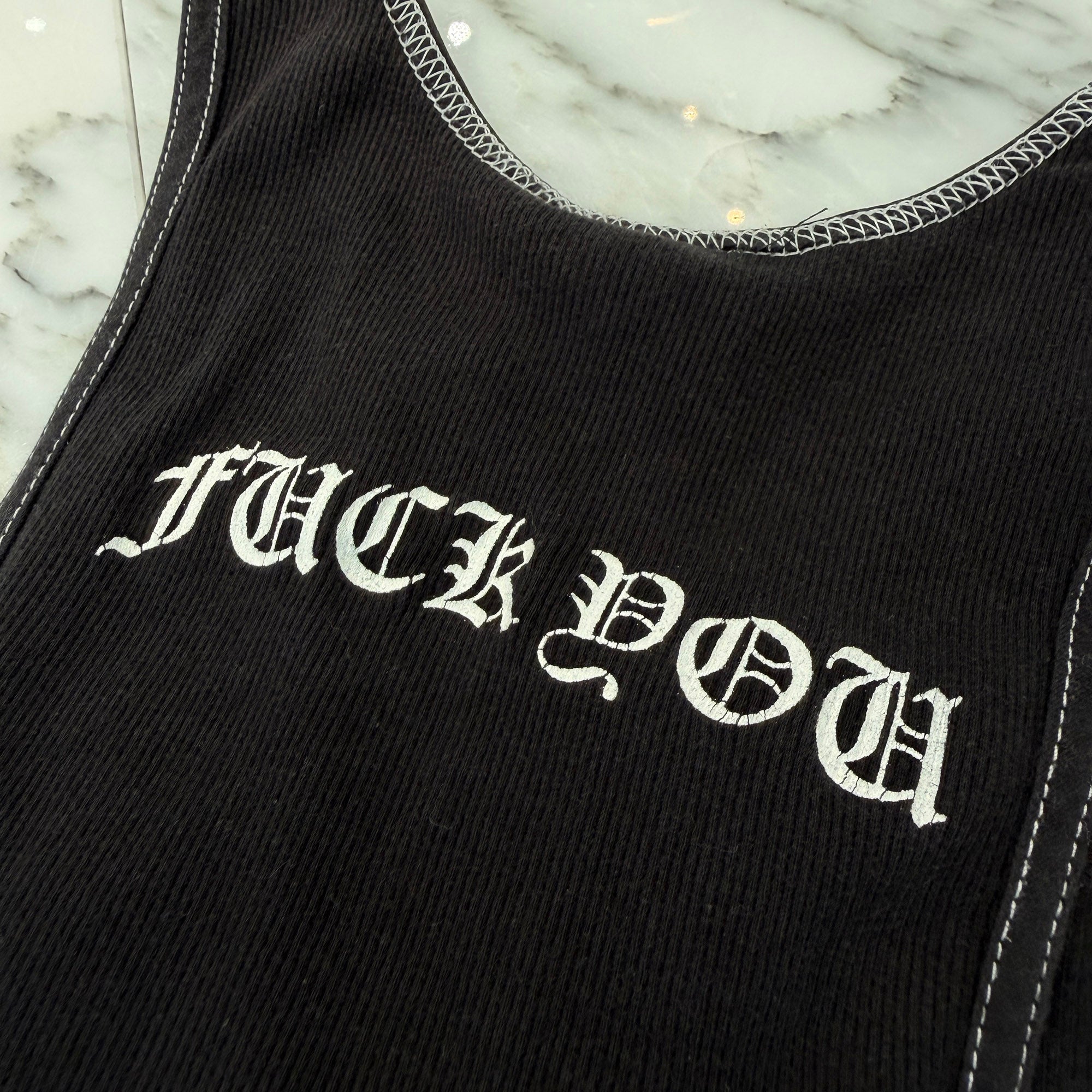 CHROME HEARTS Vertical Side Logo Cross Print Tank Top クロムハーツ ヴァーティカル サイドロゴ クロスプリント タンクトップ