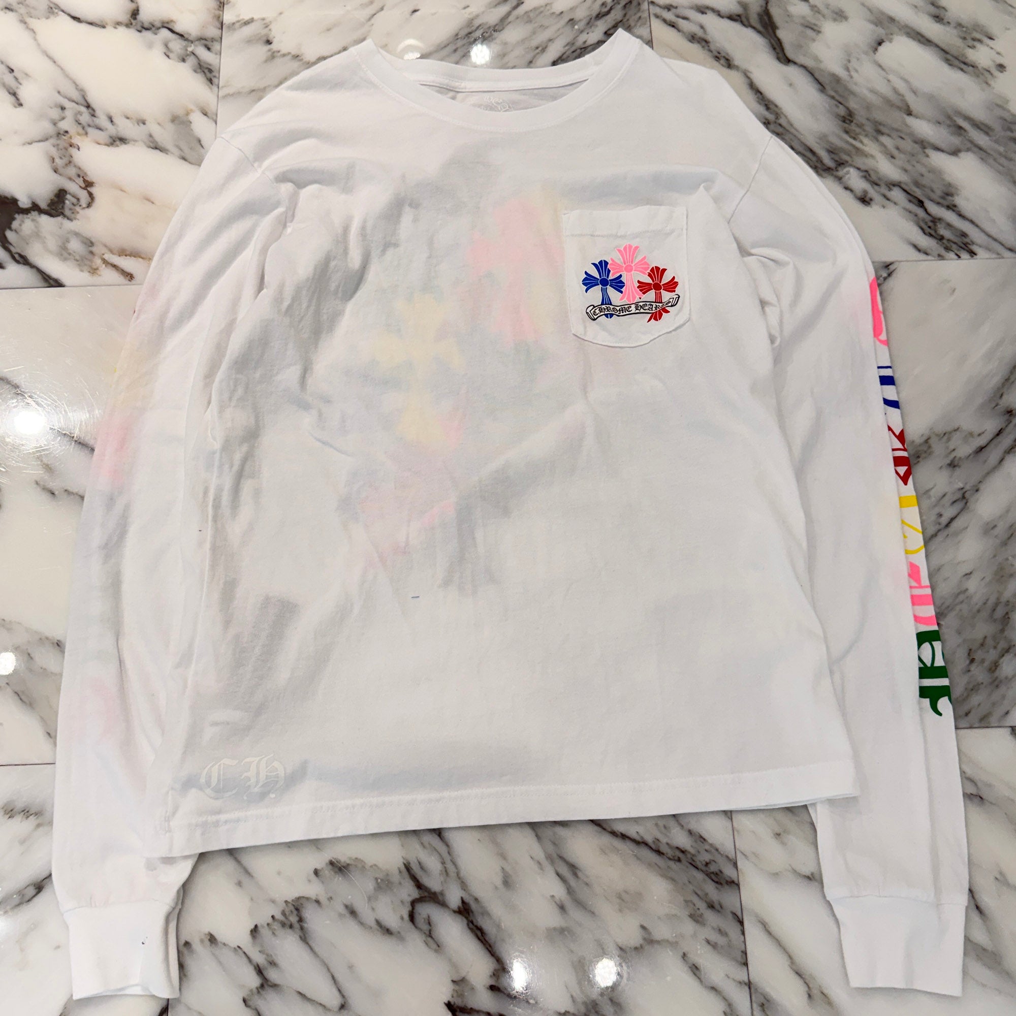 CHROME HEARTS Multicolor Cemetery Cross Long Sleeve Tee Size L クロムハーツ マルチカラー セメタリークロス ロングスリーブTシャツ サイズL