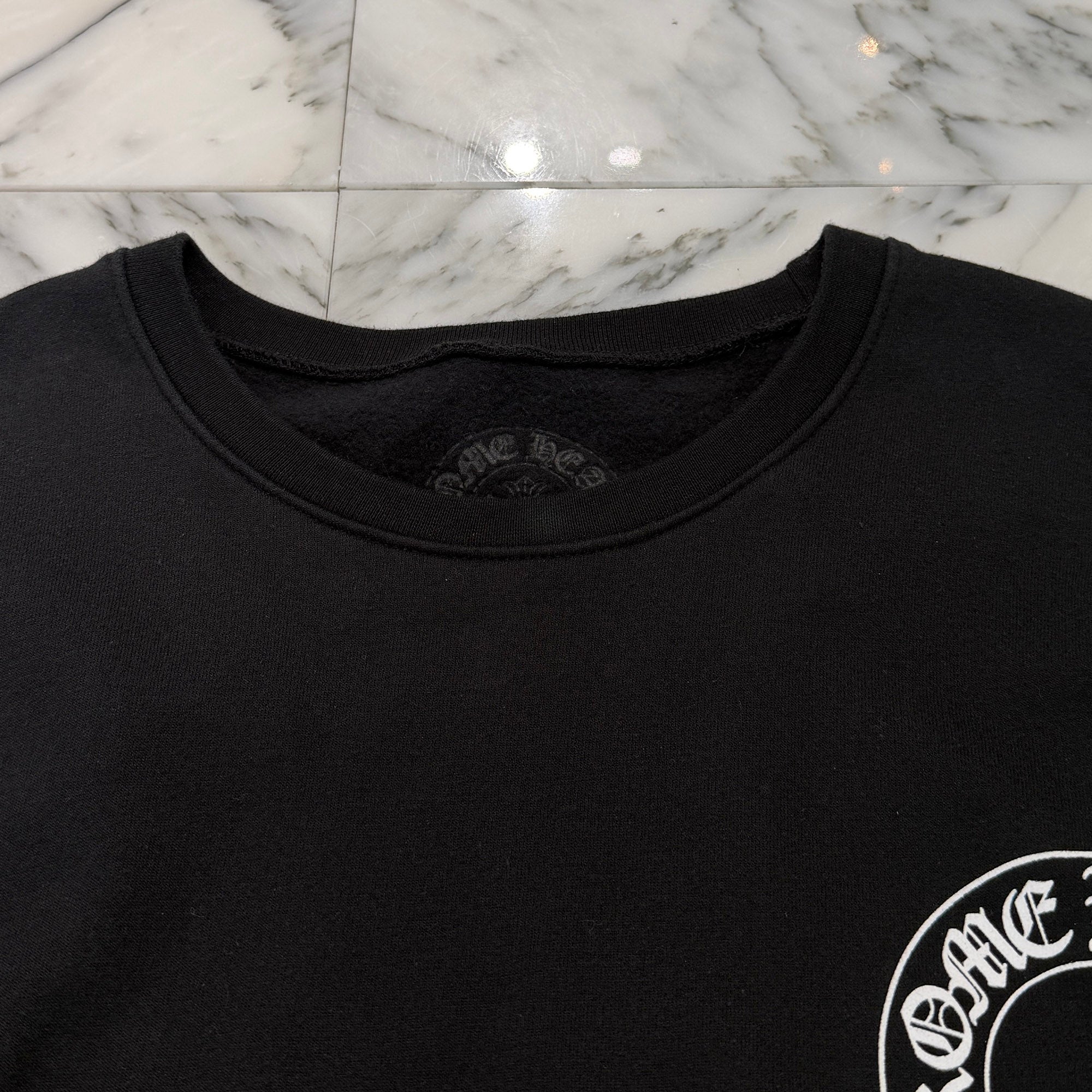 CHROME HEARTS Floral Cross Horseshoe Crewneck Sweat Shirts Size M クロムハーツ フローラルクロス ホースシュー クルーネック スウェットシャツ サイズM