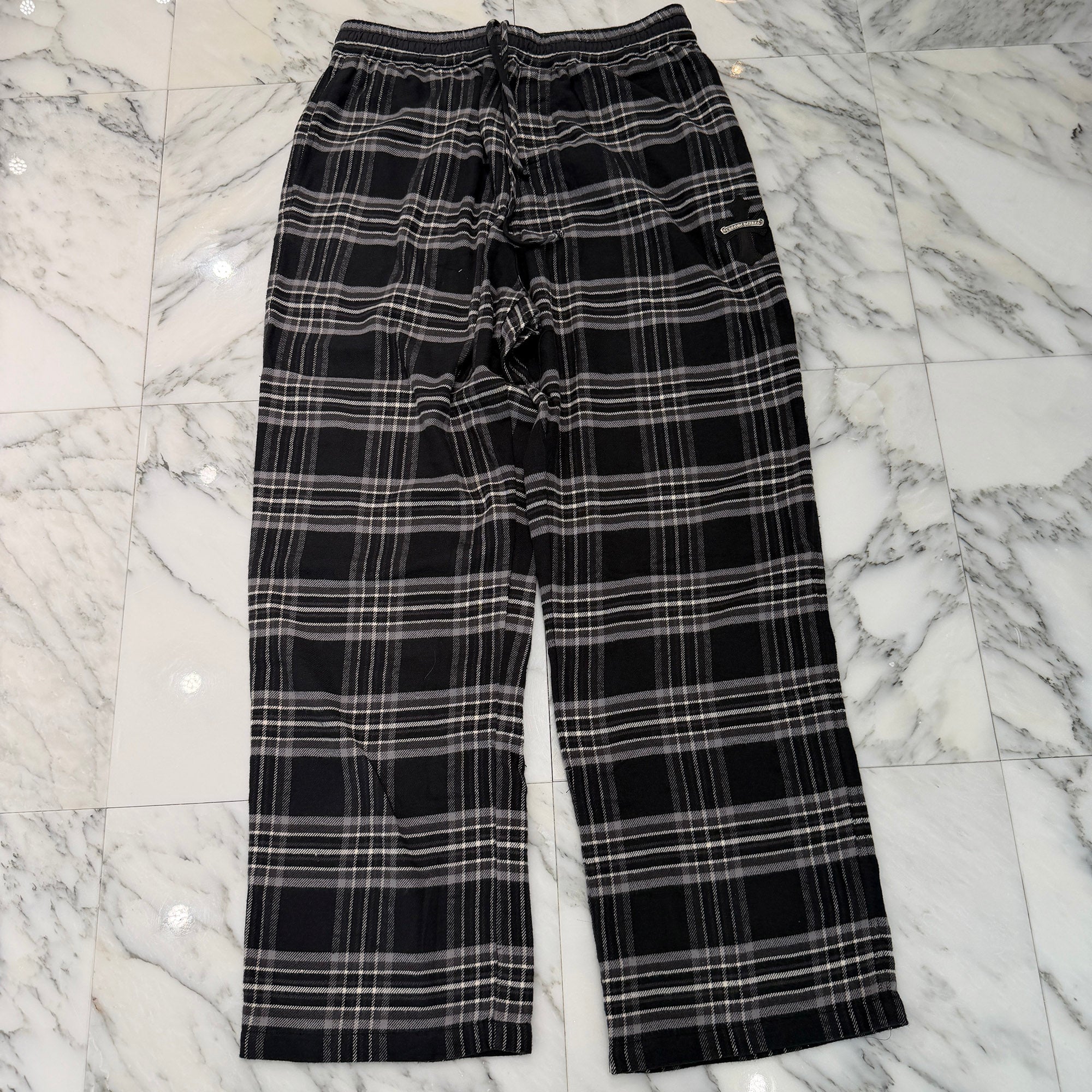 CHROME HEARTS 1 Cross Leather Patch After School Flannel Check Pants Size L クロムハーツ 1 クロス レザー パッチ アフタースクール フランネル チェック パンツ サイズL