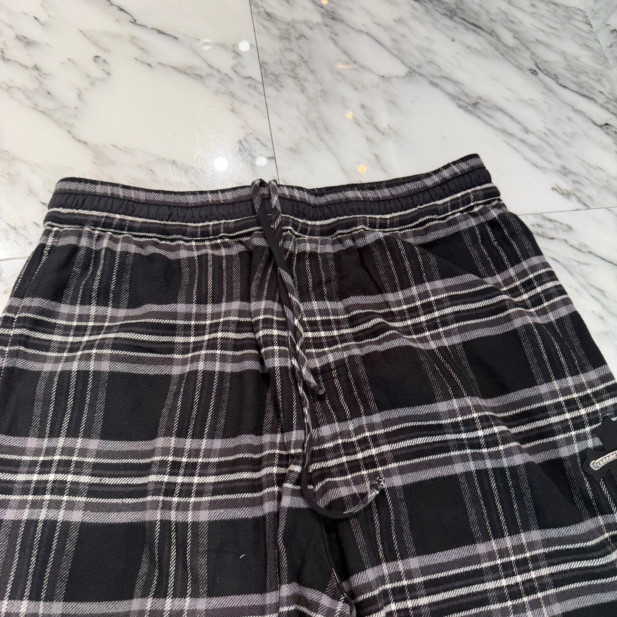 CHROME HEARTS 1 Cross Leather Patch After School Flannel Check Pants Size L クロムハーツ 1 クロス レザー パッチ アフタースクール フランネル チェック パンツ サイズL