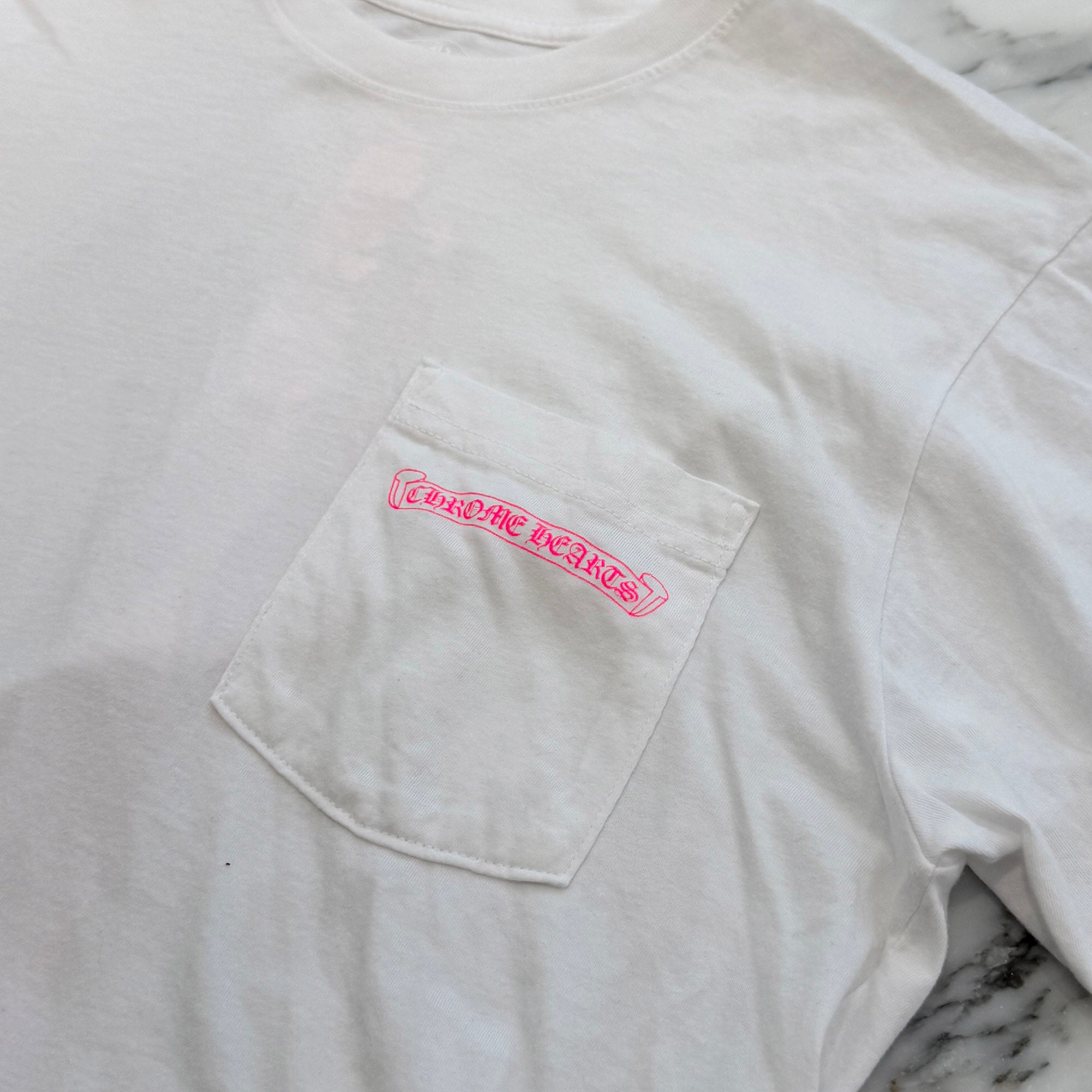 CHROME HEARTS Pink Made In Hollywood Vertical Logo Tee Size M クロムハーツ ピンク メイドインハリウッド ヴァーティカルロゴ Tシャツ サイズM