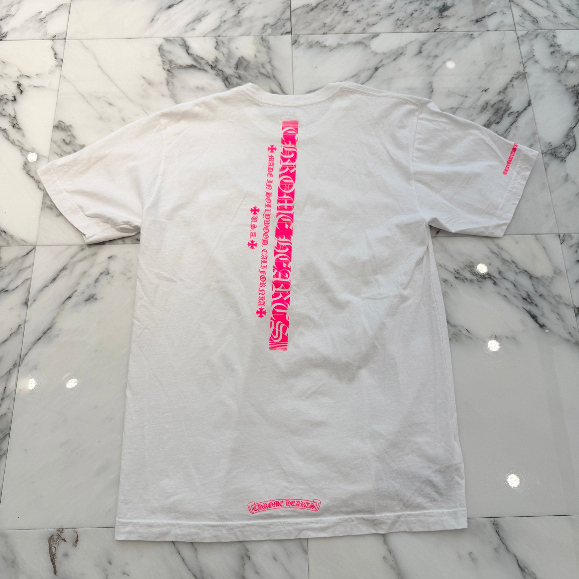 CHROME HEARTS Pink Made In Hollywood Vertical Logo Tee Size M クロムハーツ ピンク メイドインハリウッド ヴァーティカルロゴ Tシャツ サイズM