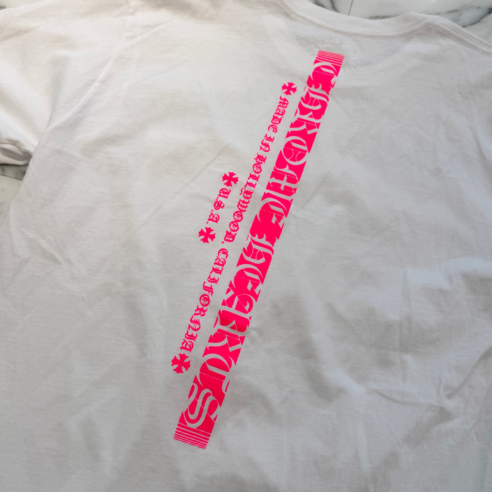 CHROME HEARTS Pink Made In Hollywood Vertical Logo Tee Size M クロムハーツ ピンク メイドインハリウッド ヴァーティカルロゴ Tシャツ サイズM