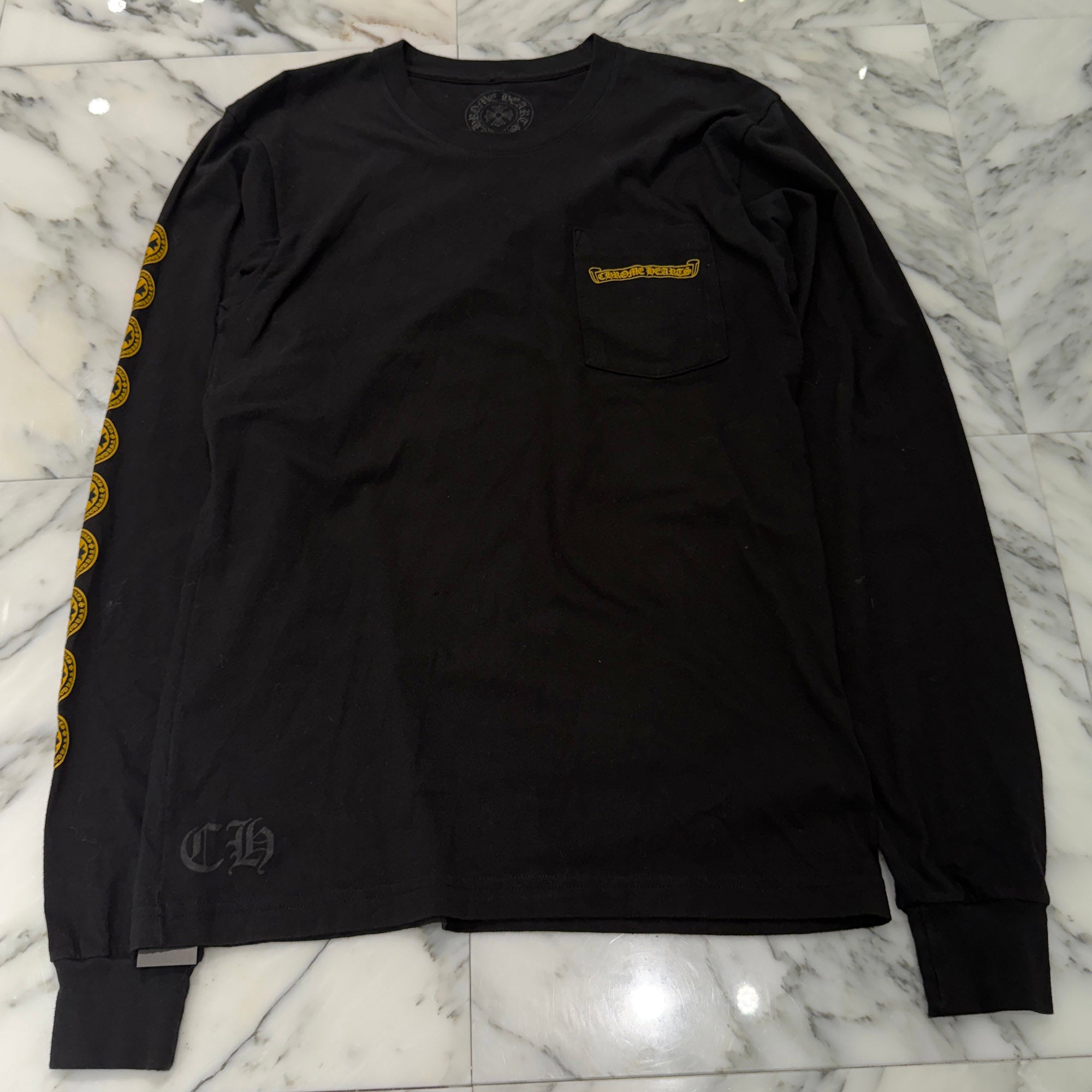 CHROME HEARTS CH Plus Yellow Cross Long Sleeve Tee Size M クロムハーツ CHプラス イエロークロス ロングスリーブTシャツ サイズM