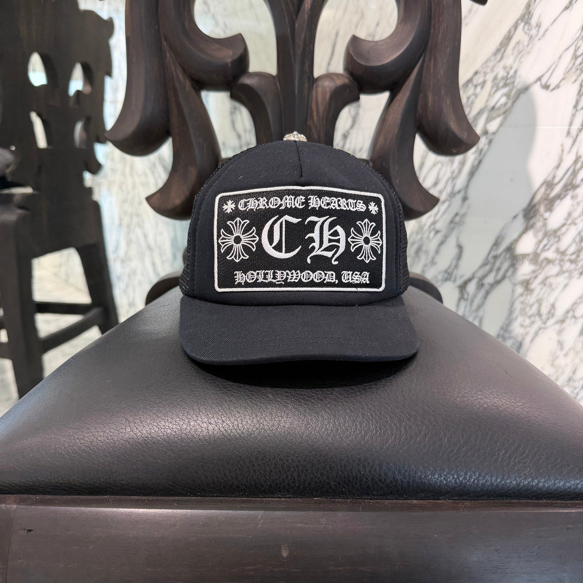 CHROME HEARTS ブラックキャップ OS-ONE SIZE CHROME HEARTS Hollywood Limited Mesh Trucker Cap Size ONE SIZE (49