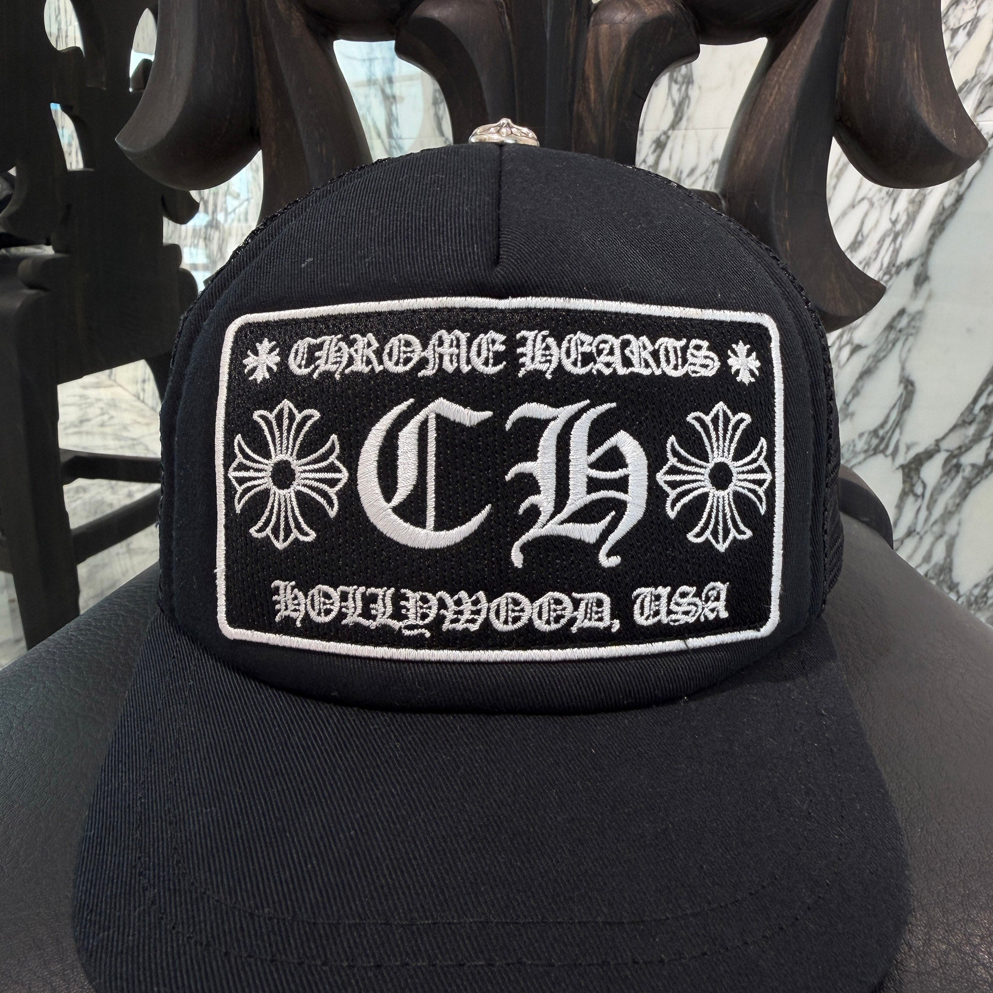 CHROME HEARTS ブラックキャップ OSサイズ CHROME HEARTS Hollywood Limited Mesh Trucker Cap Size ONE SIZE (49