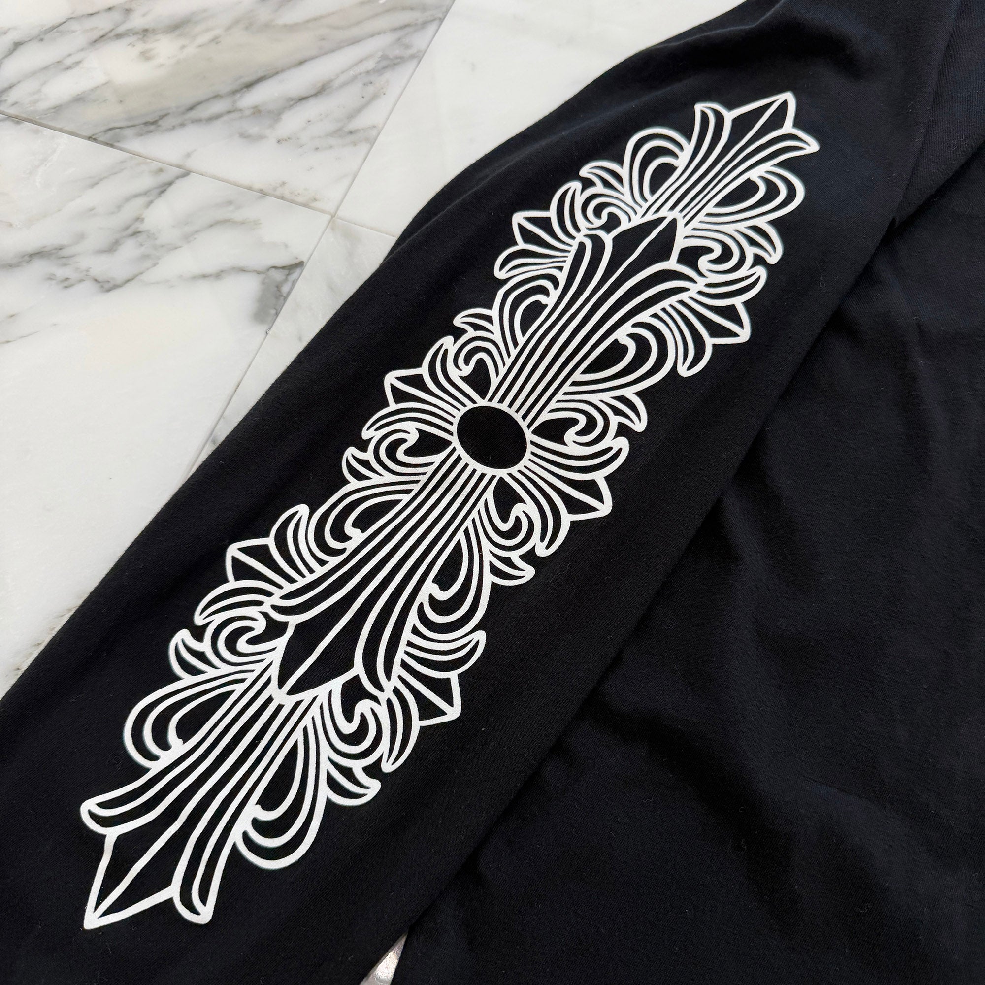 CHROME HEARTS Floral Cross Horseshoe Long Sleeve Tee Size L クロムハーツ フローラルクロス ホースシュー ロングスリーブ Tシャツ サイズL