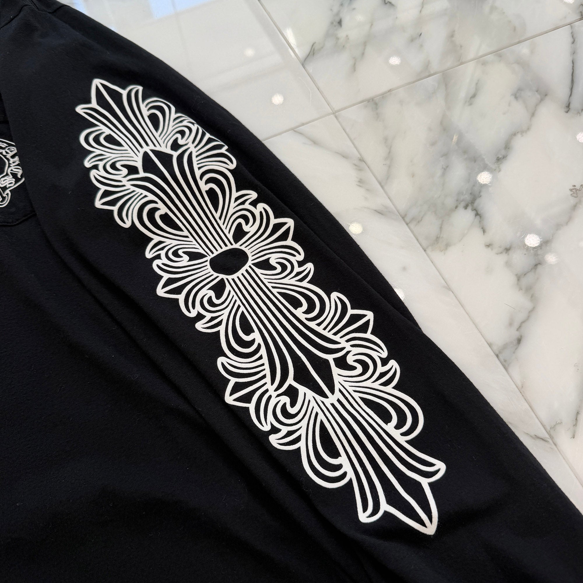 CHROME HEARTS Floral Cross Horseshoe Long Sleeve Tee Size L クロムハーツ フローラルクロス ホースシュー ロングスリーブ Tシャツ サイズL