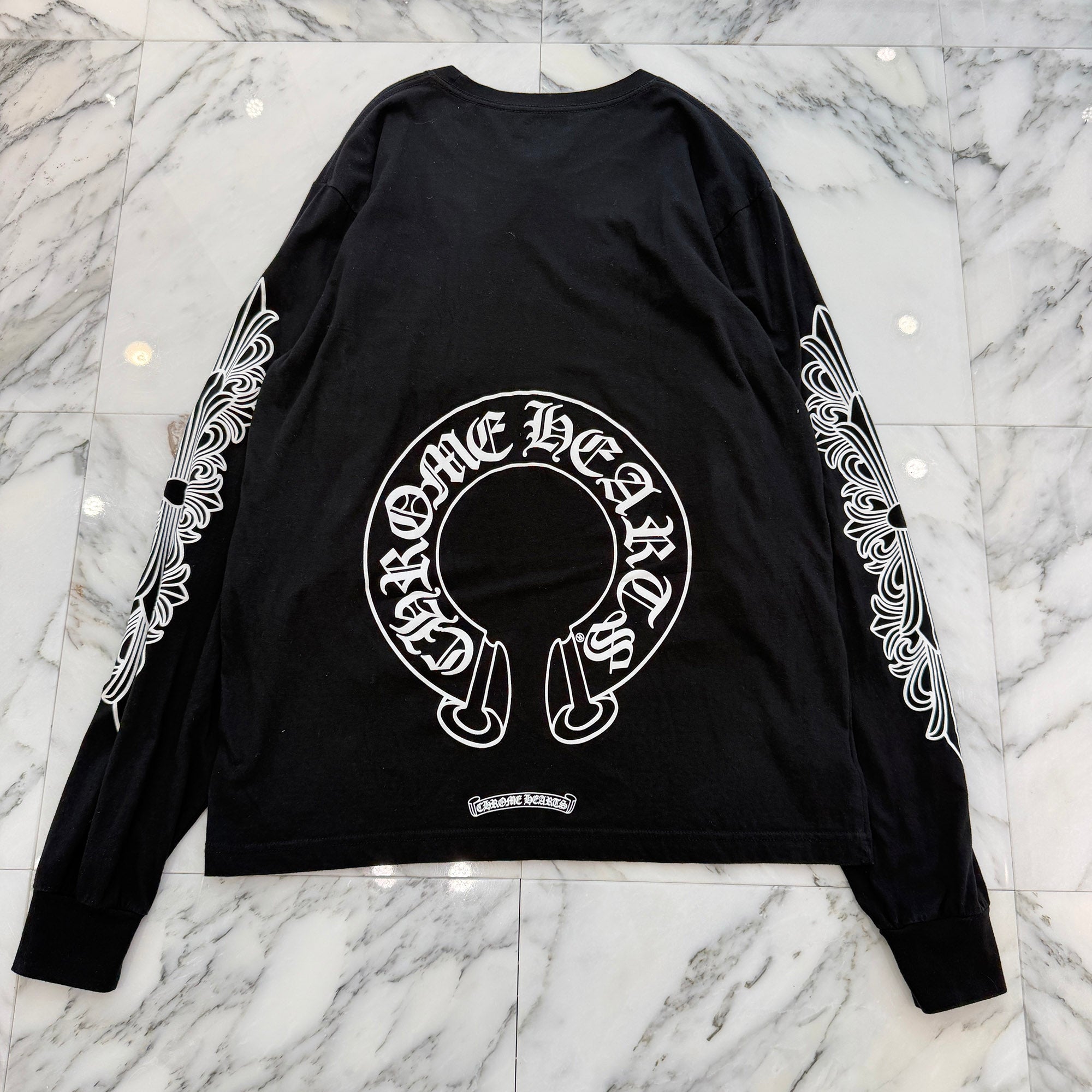 CHROME HEARTS Floral Cross Horseshoe Long Sleeve Tee Size L クロムハーツ フローラルクロス ホースシュー ロングスリーブ Tシャツ サイズL