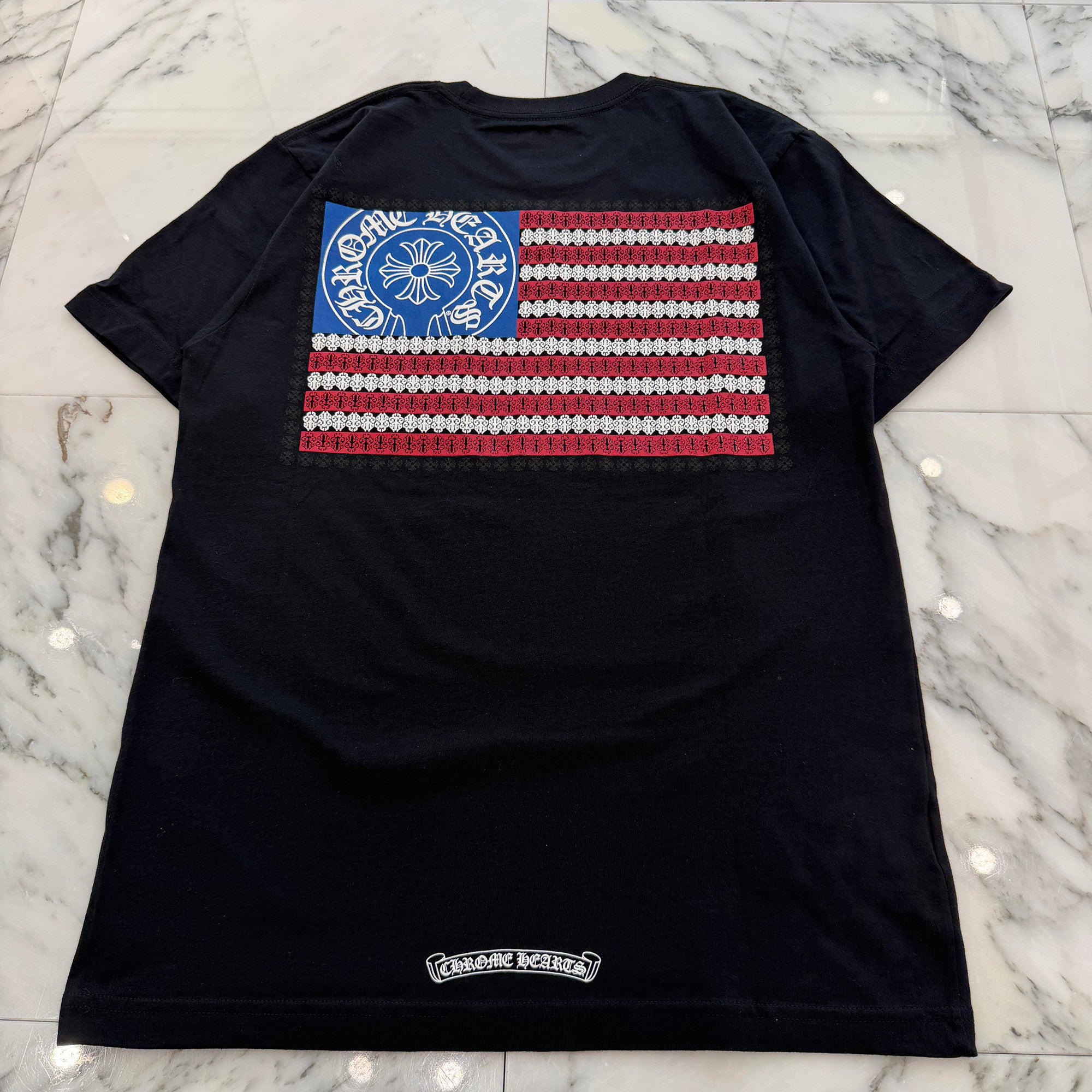 CHROME HEARTS American Flag Scroll Logo Tee Size M クロムハーツ