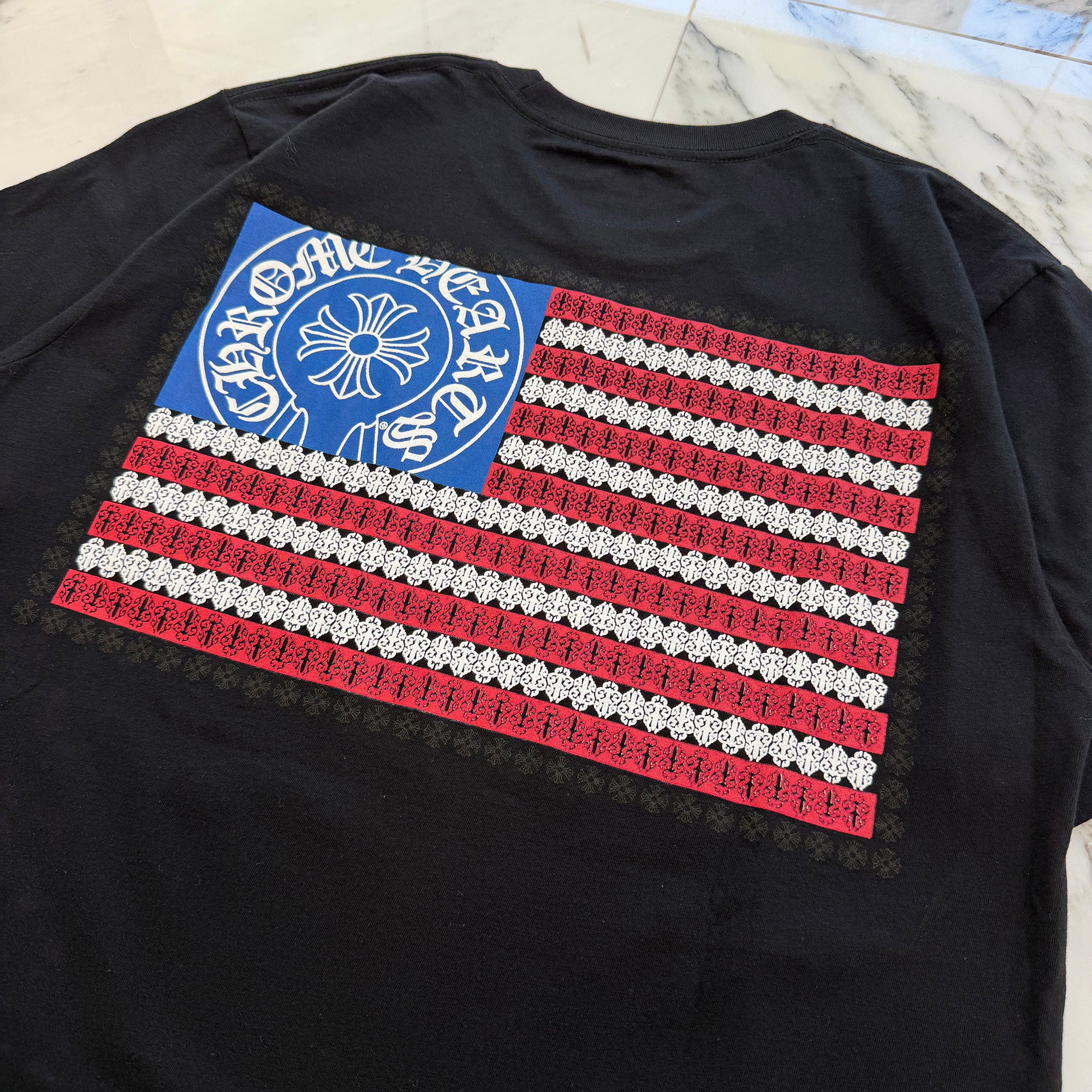 CHROME HEARTS American Flag Scroll Logo Tee Size S クロムハーツ アメリカ国旗 スクロールロゴ Tシャツ サイズS