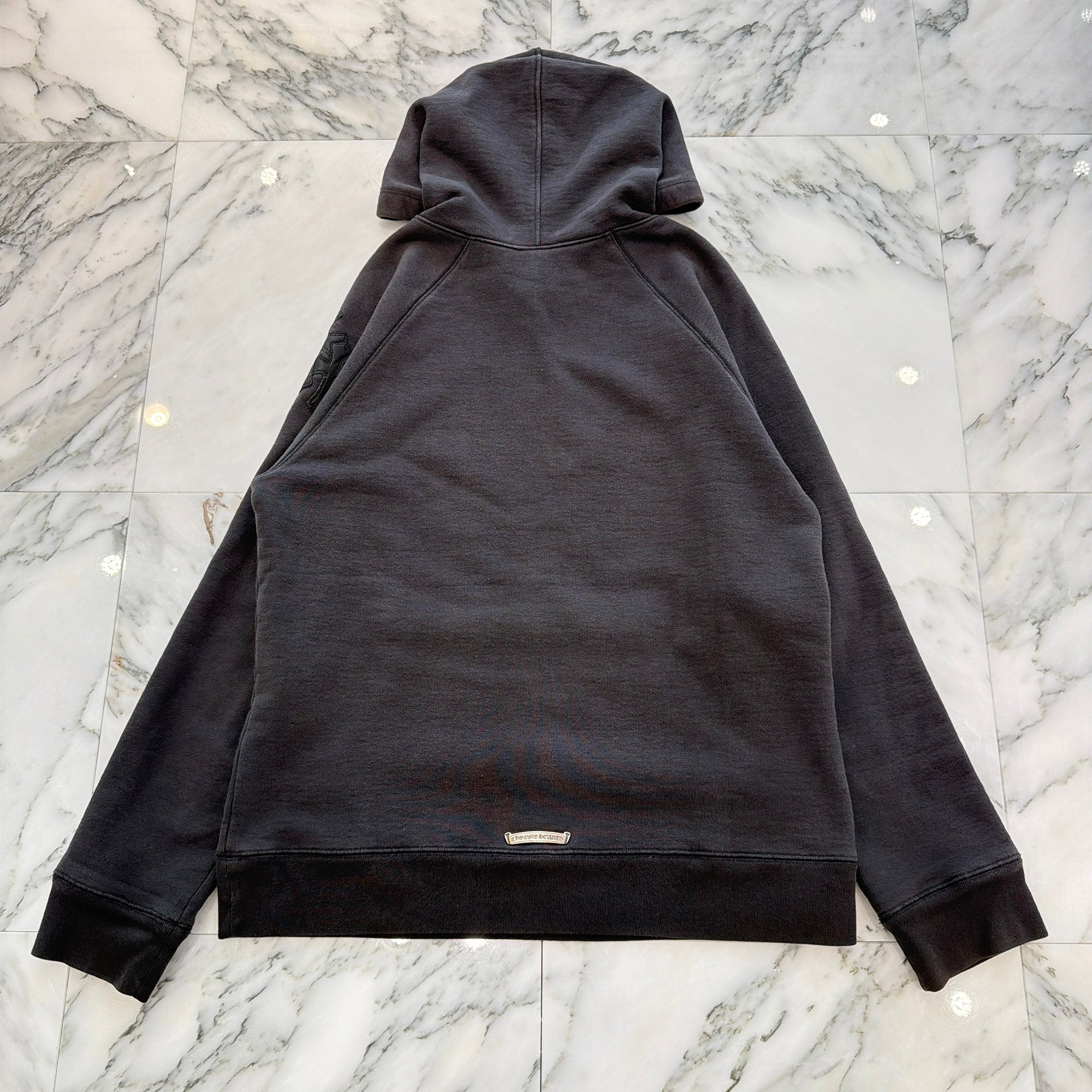 CHROME HEARTS Y NOT Cemetery Cross Leather Patch Pullover Hoodie Size M クロムハーツ ワイノット セメタリークロス レザーパッチ プルオーバーフーディ サイズm