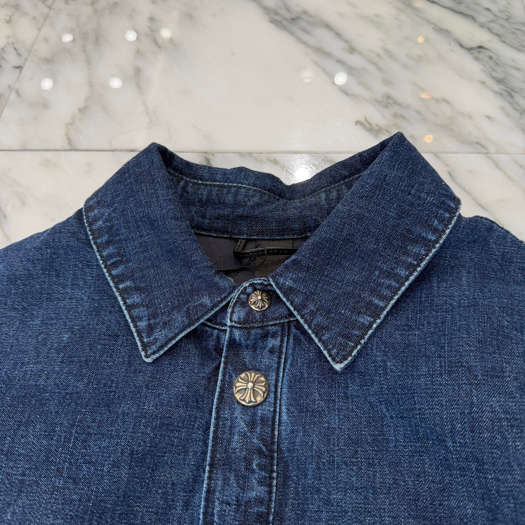 CHROME HEARTS WORK'N SHIRT GARAGE WASH DENIM JACKET Size L クロムハーツ ウォーキン シャツ ガレージ ウォッシュ デニムジャケット サイズL