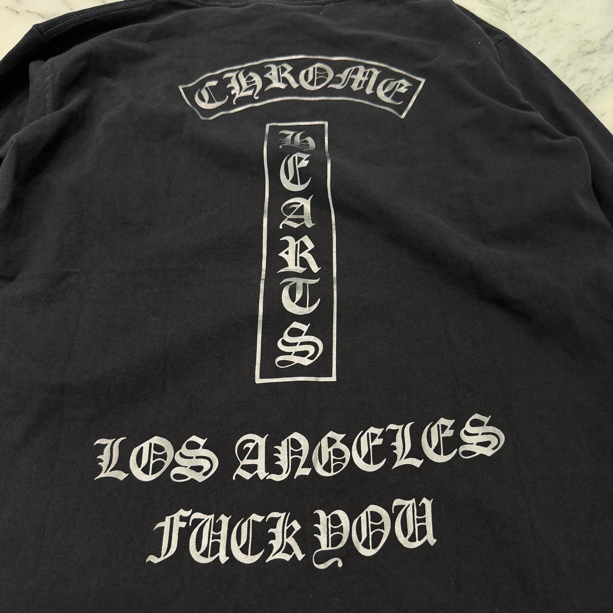 CHROME HEARTS Los Angeles Limited Back T-Bar Logo Fuck You Print Long Sleeve Tee Size S クロムハーツ ロサンゼルス限定 バックTバーロゴ ファックユー プリントロングスリーブTシャツ サイズS