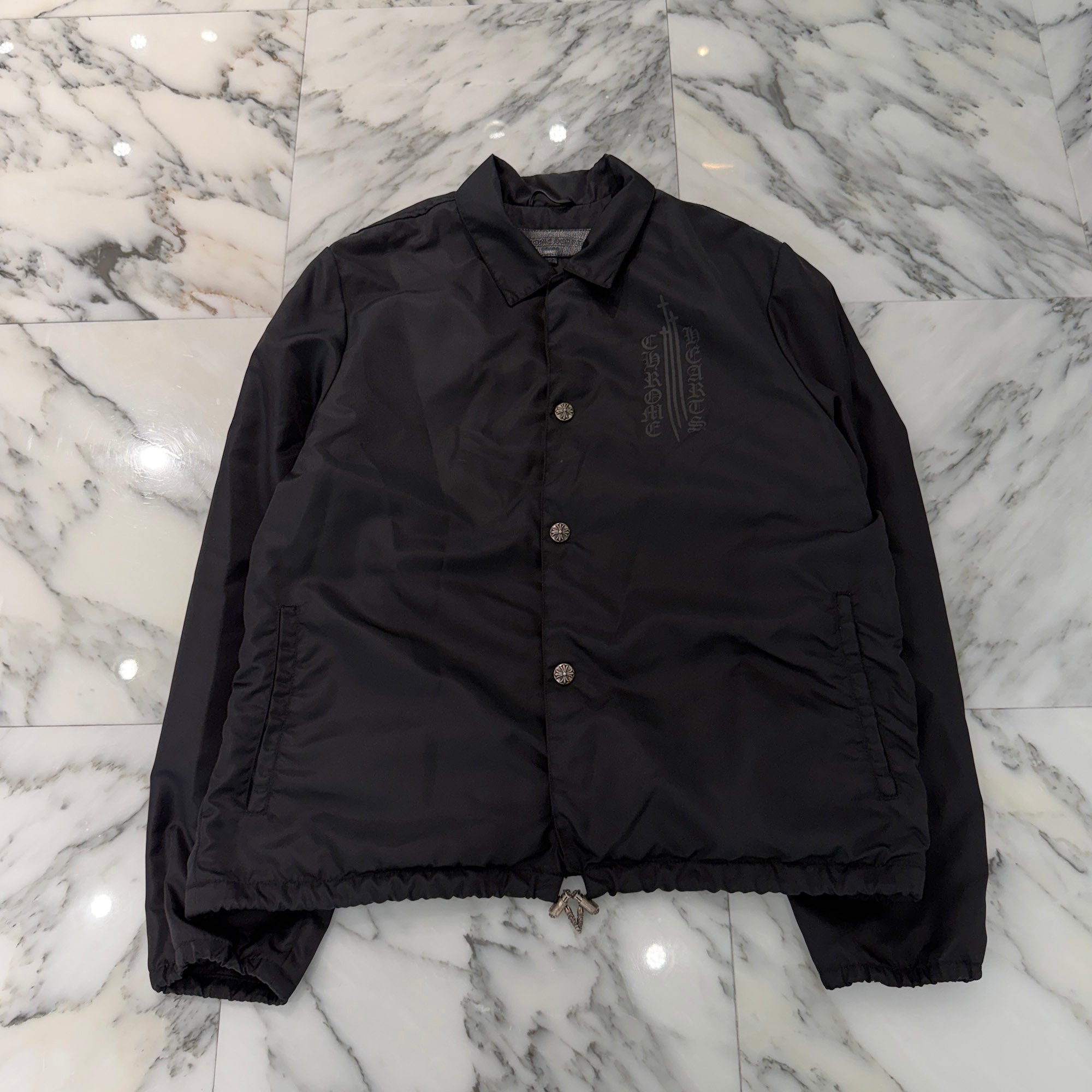 CHROME HEARTS RIGGINS FBRC English Print Nylon Coach Jacket Size XL クロムハーツ リギンズ ファブリック イングリッシュ プリント ナイロンコーチジャケット サイズXL