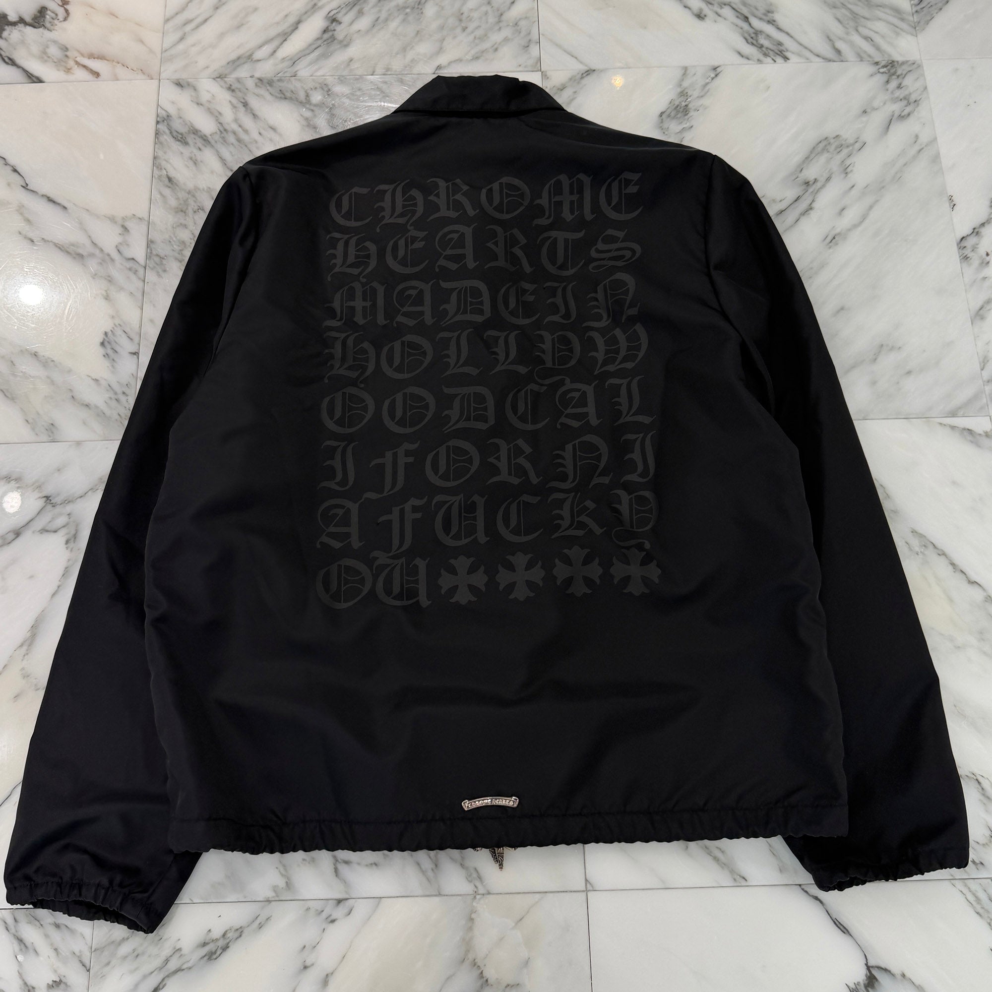 CHROME HEARTS RIGGINS FBRC English Print Nylon Coach Jacket Size XL クロムハーツ リギンズ ファブリック イングリッシュ プリント ナイロンコーチジャケット サイズXL