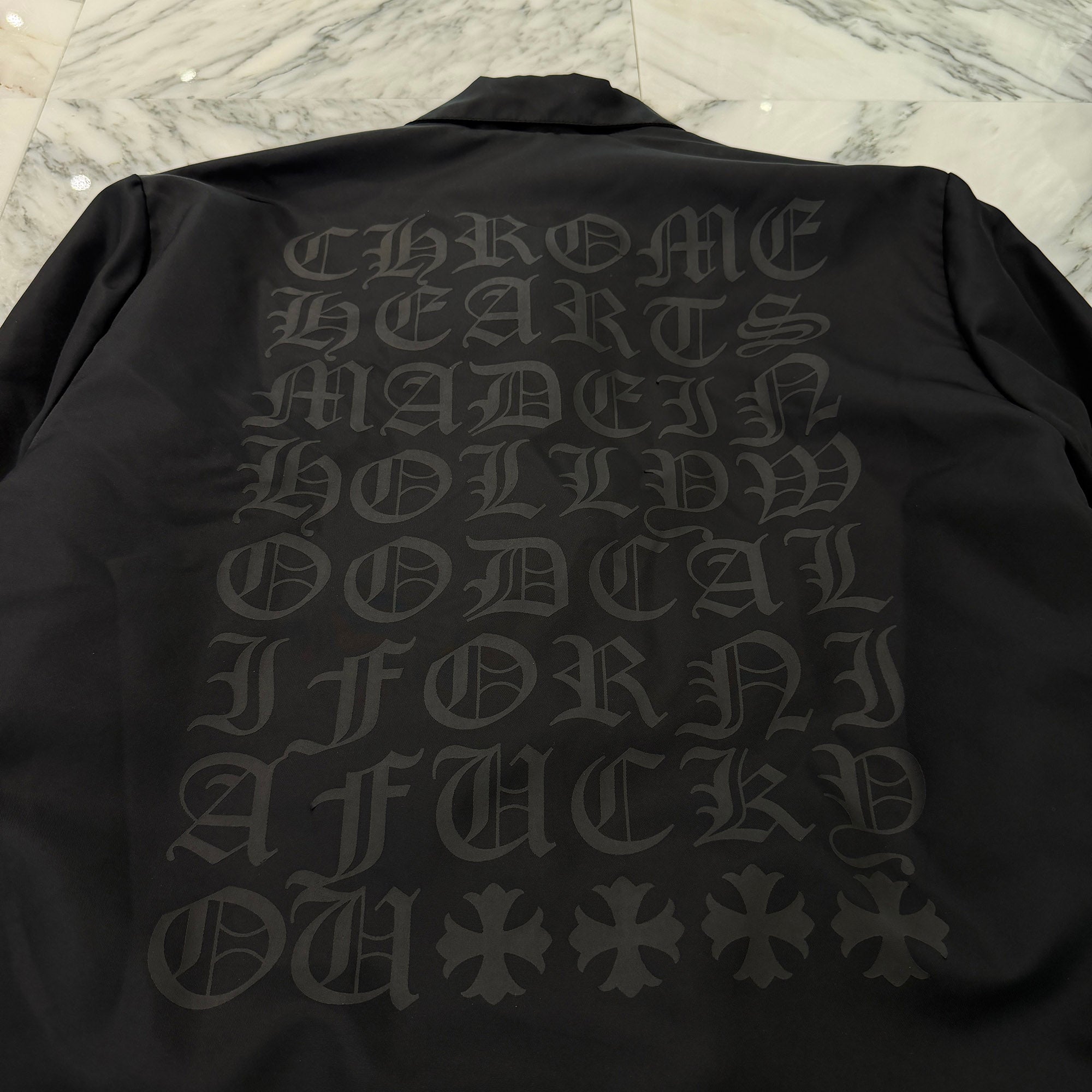 CHROME HEARTS RIGGINS FBRC English Print Nylon Coach Jacket Size XL クロムハーツ リギンズ ファブリック イングリッシュ プリント ナイロンコーチジャケット サイズXL