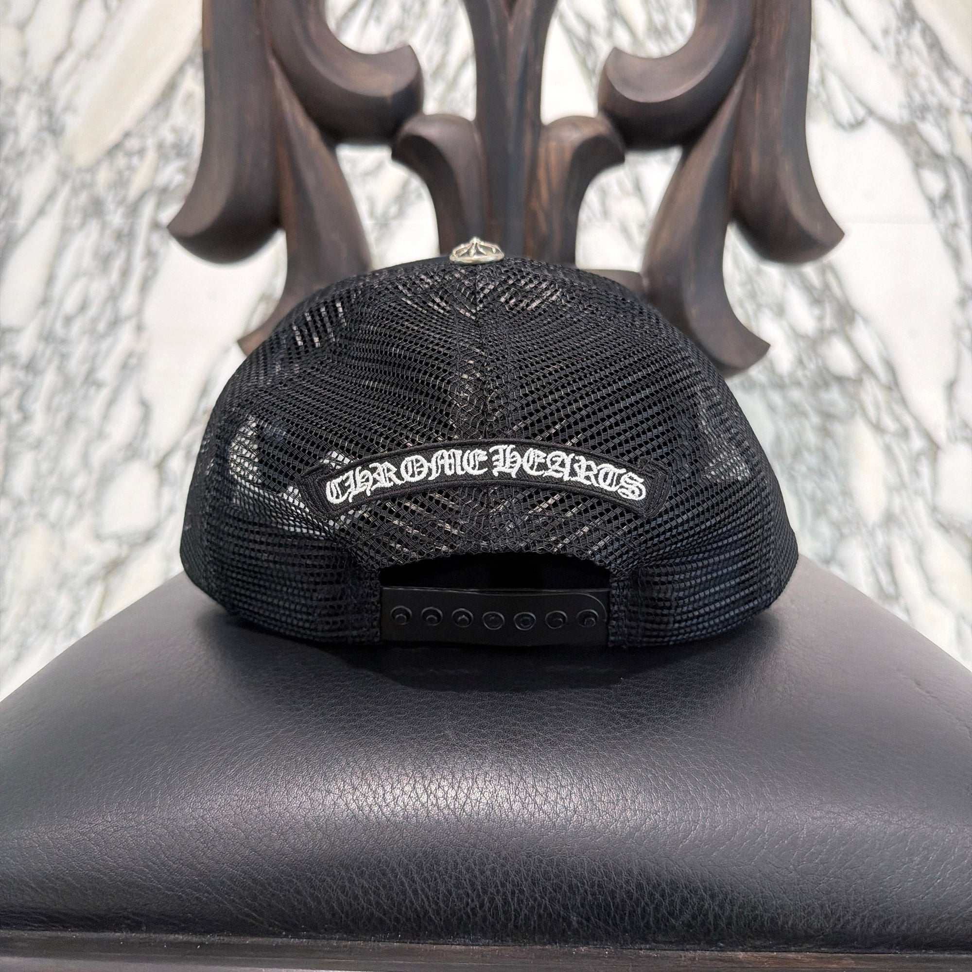 CHROME HEARTS Triple Cross Leather Patch Trucker Cap ONE SIZE (51